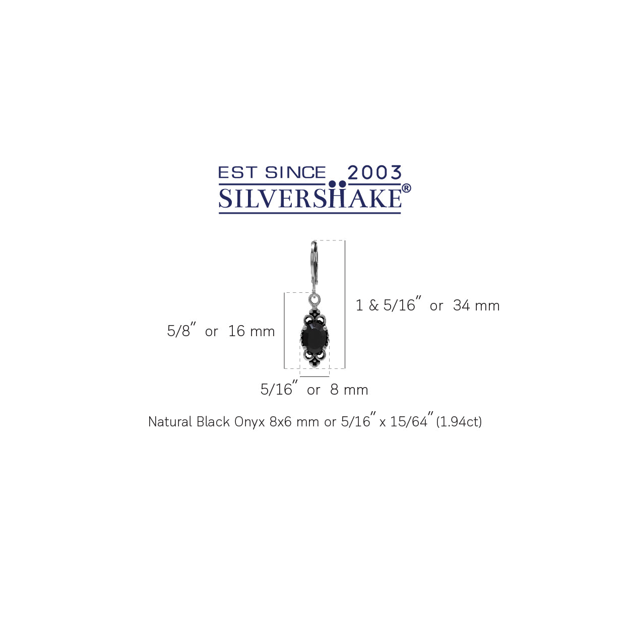 Natural Black Onyx 925 Sterling Silver Balinese Style Leverback Earrings - Silvershake-store