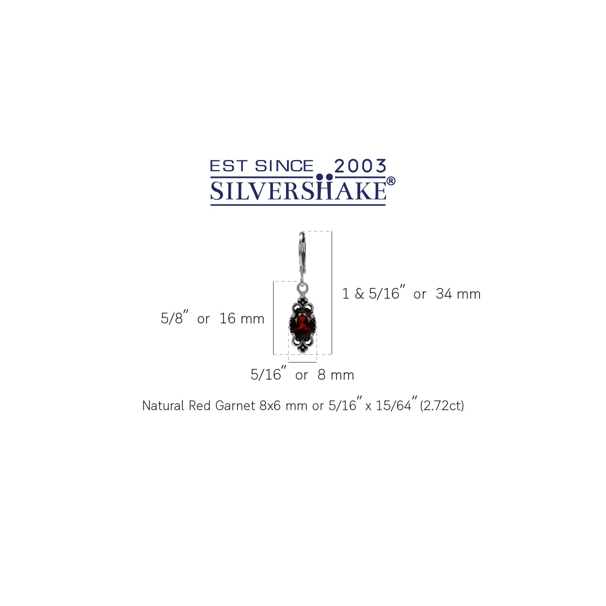 2.7Ctw Natural Red Garnet 925 Sterling Silver Balinese Leverback Earrings - Silvershake-store