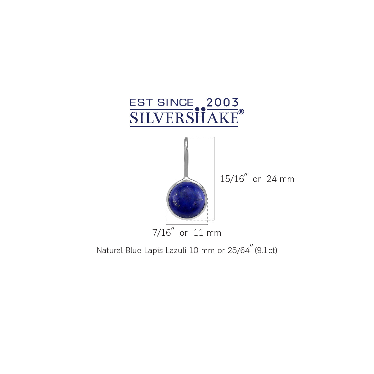 Natural 10 mm Blue Lapis Lazuli Stone 925 Sterling Silver Leverback Earrings - Silvershake-store