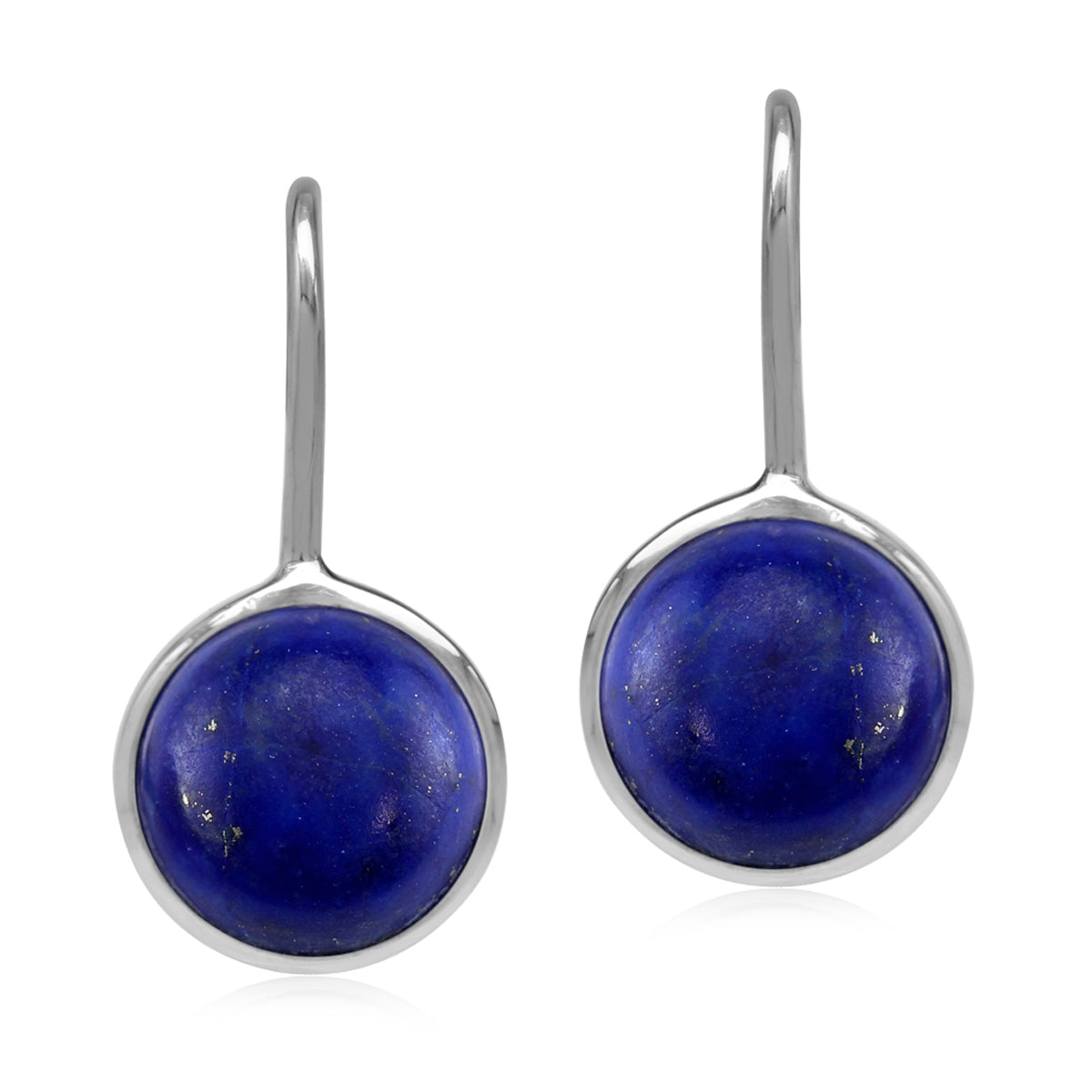 Natural 10 mm Blue Lapis Lazuli Stone 925 Sterling Silver Leverback Earrings - Silvershake-store
