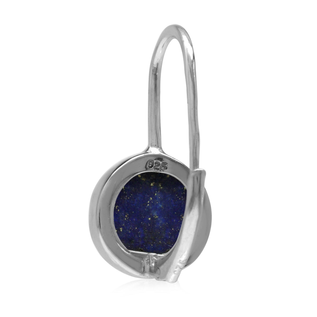 Natural 10 mm Blue Lapis Lazuli Stone 925 Sterling Silver Leverback Earrings - Silvershake-store
