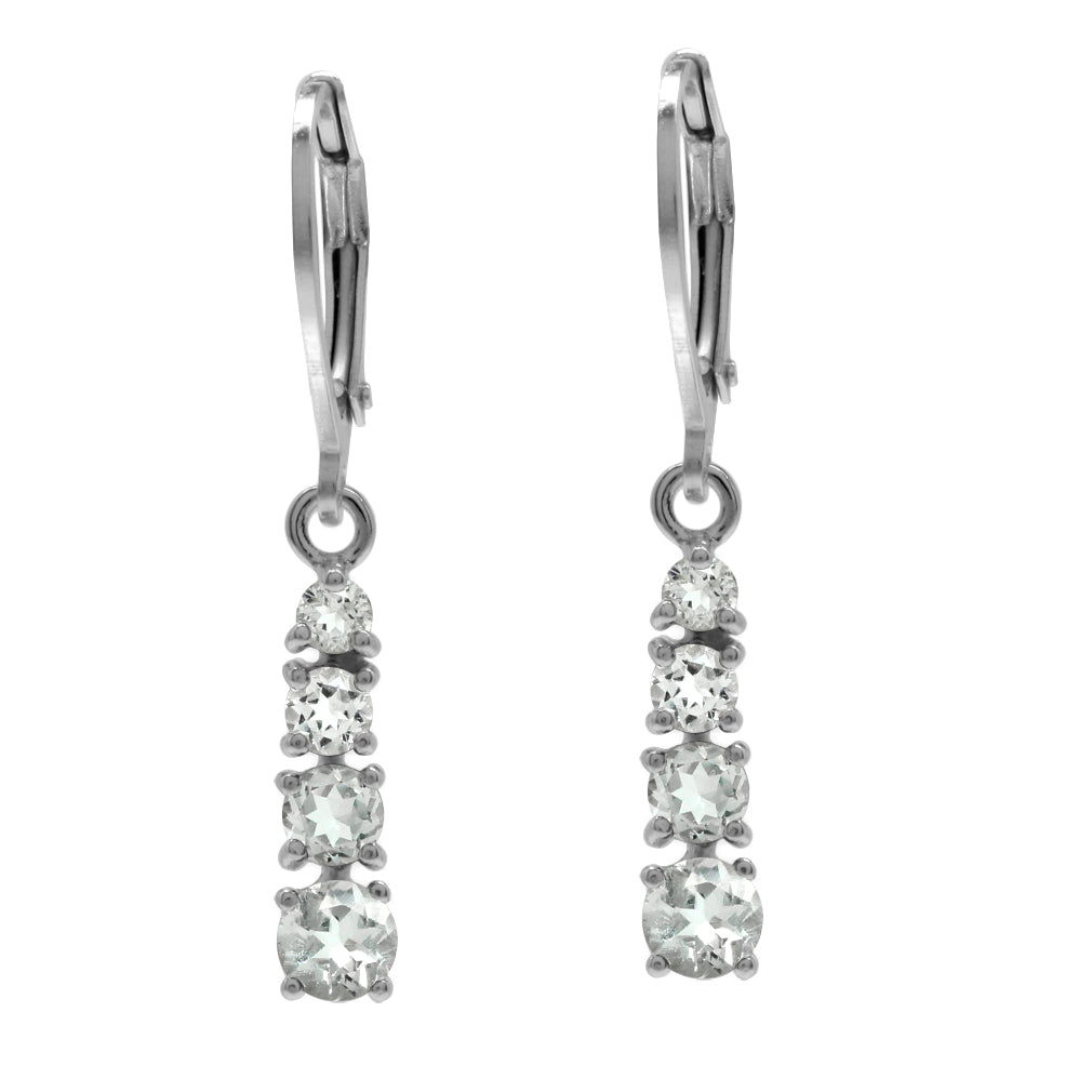 Graduated White Topaz 925 Sterling Silver Leverback Earrings Jewelry for Women - Silvershake-store