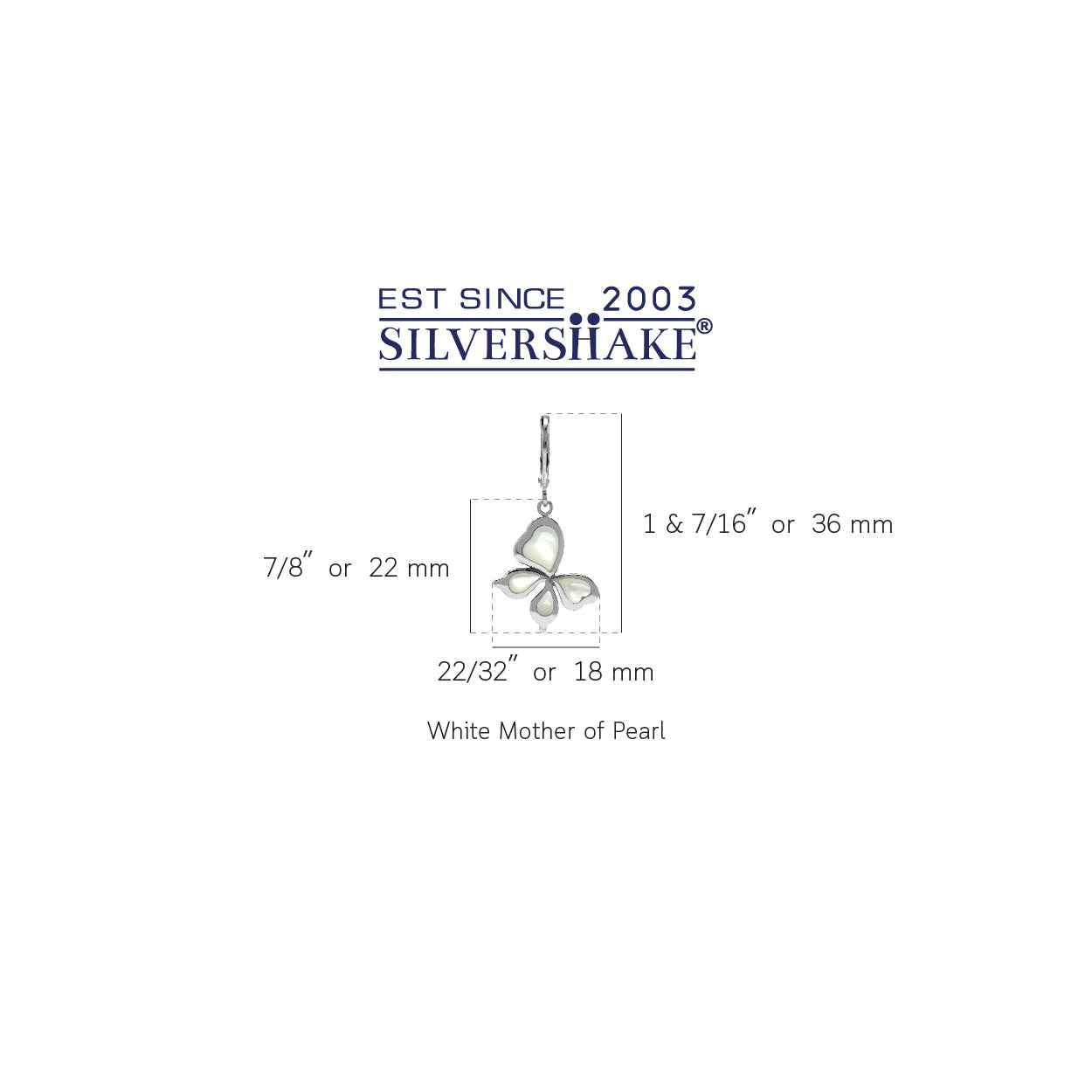 White Mother Of Pearl 925 Sterling Silver Leverback Butterfly Hypoallergenic Earrings