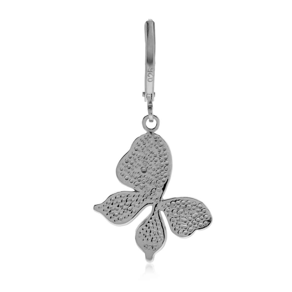 White Mother Of Pearl 925 Sterling Silver Leverback Butterfly Hypoallergenic Earrings