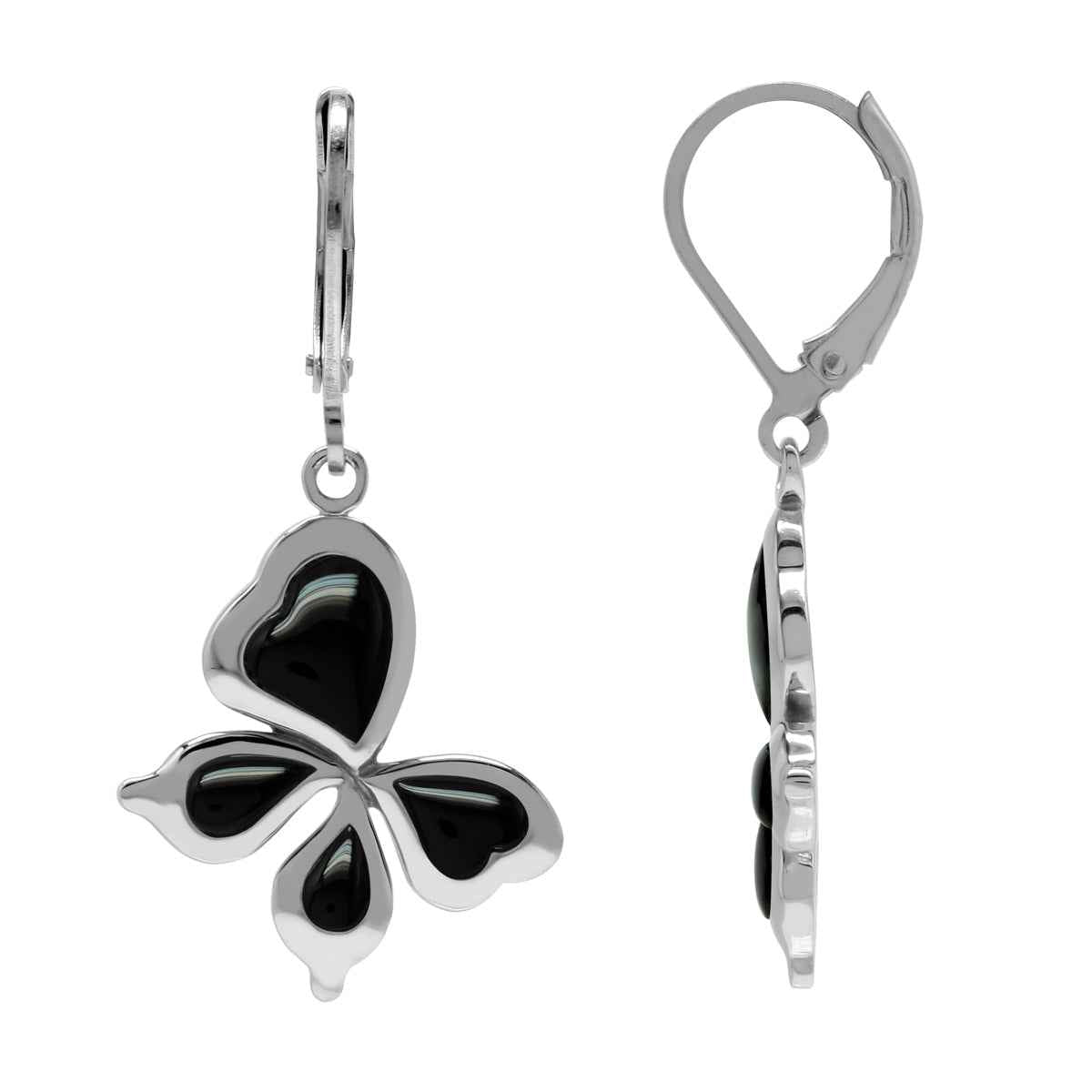 Created Black Onyx 925 Sterling Silver Leverback Butterfly Hypoallergenic Earrings Jewelry for Women