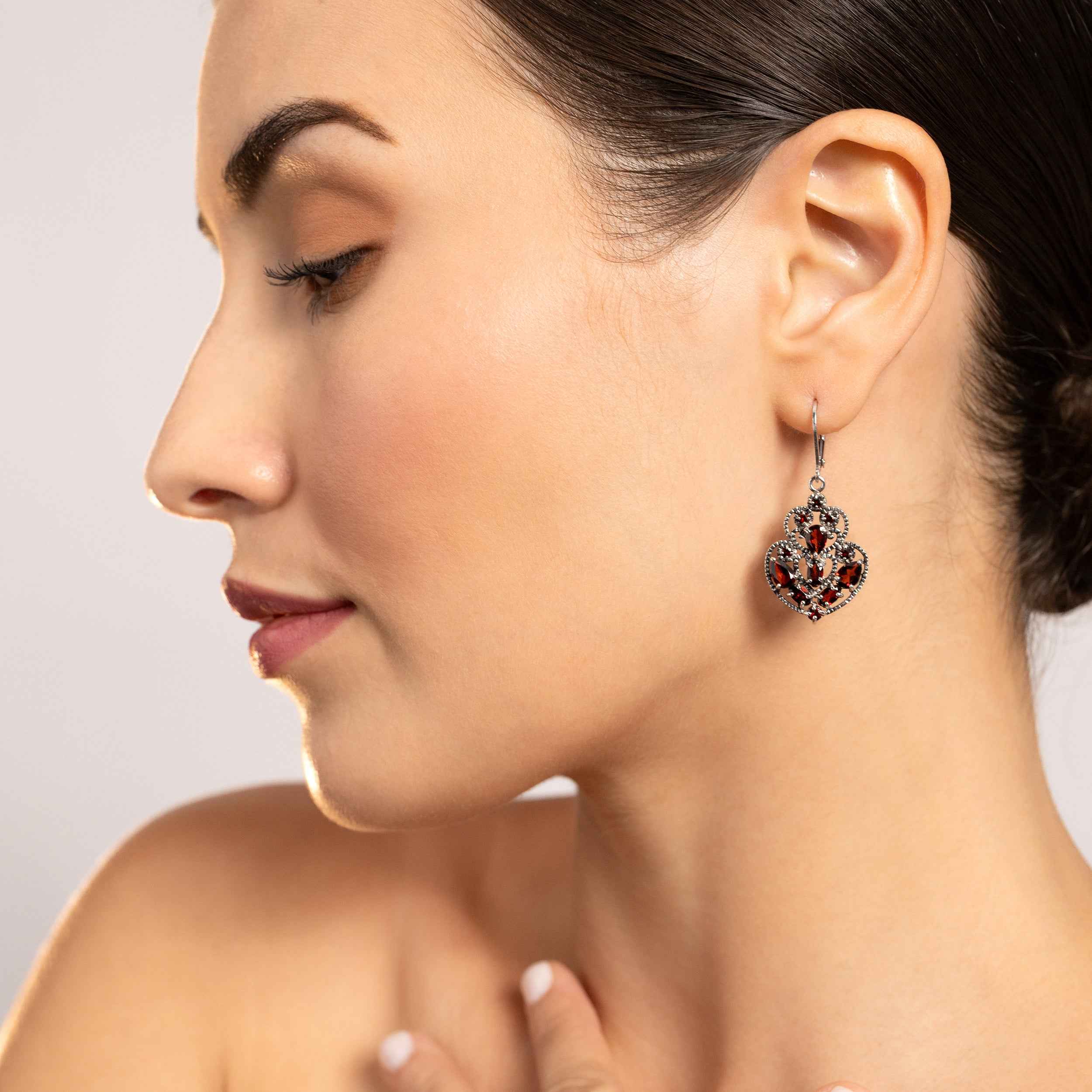 Light Amethyst 925 Sterling Silver Filigree Victorian Style Leverback Earrings