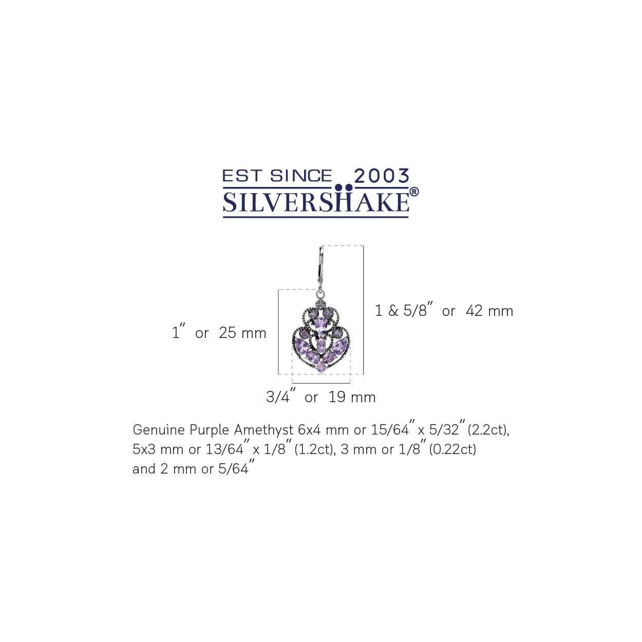 Light Amethyst 925 Sterling Silver Filigree Victorian Style Leverback Earrings