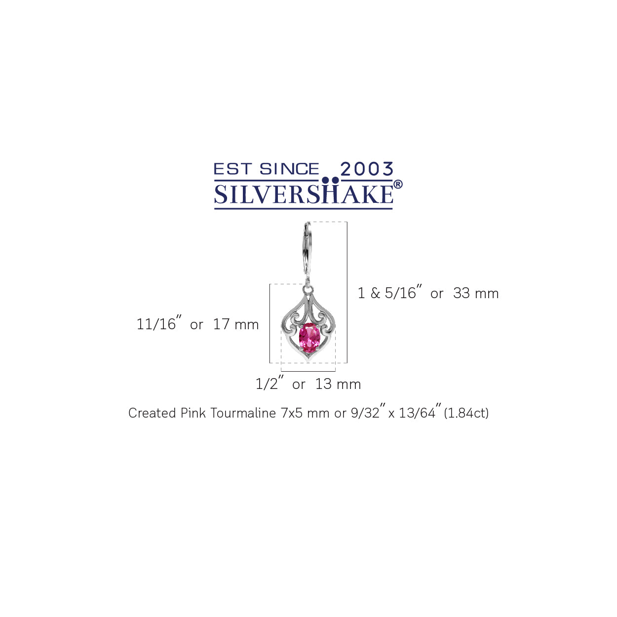 1.8ct. Created Pink Tourmaline 925 Sterling Silver Victorian Style Leverback Dangle Earrings - Silvershake-store