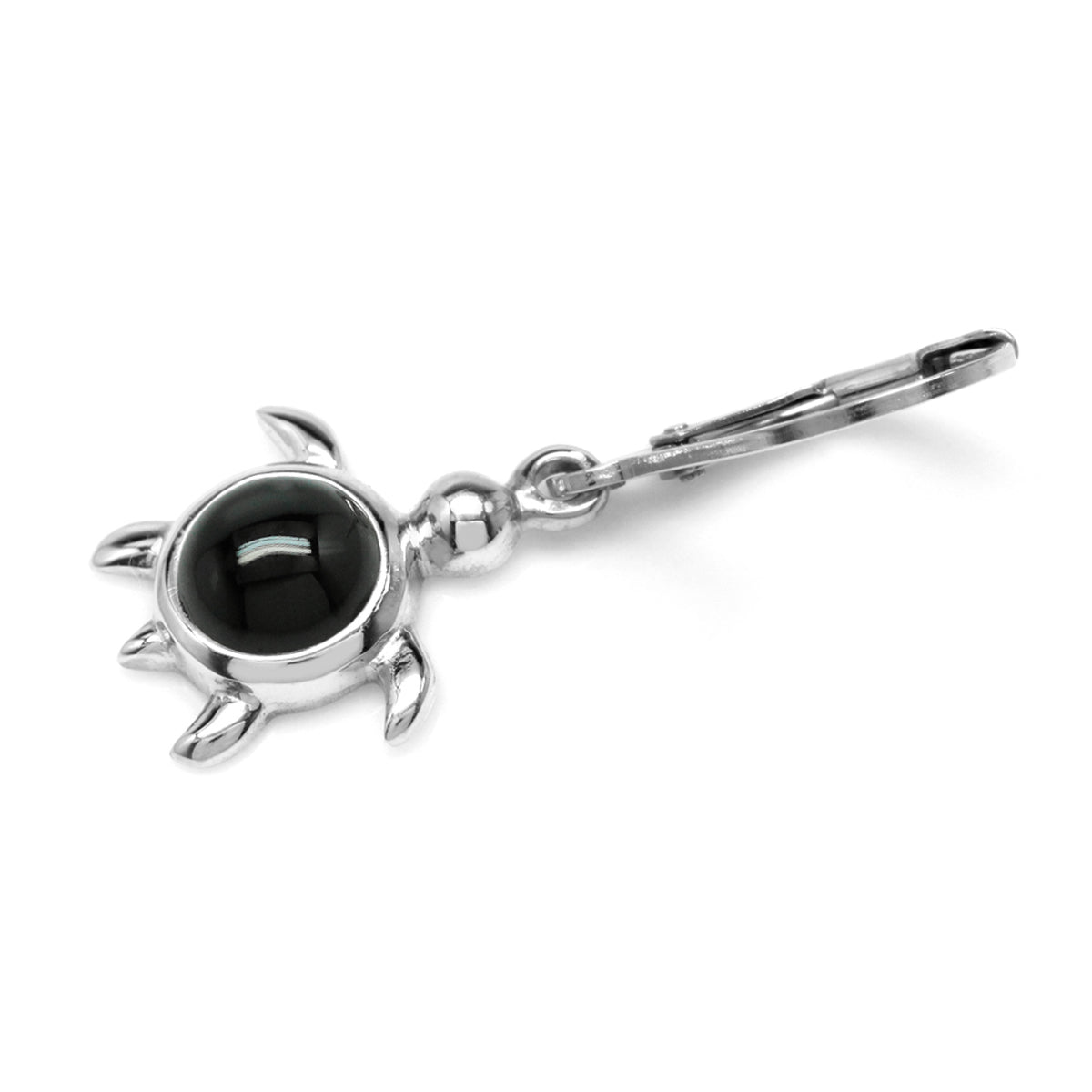 Natural Black Onyx 925 Sterling Silver Turtle Turtle Sea Life Leverback Dangle Earrings - Silvershake-store