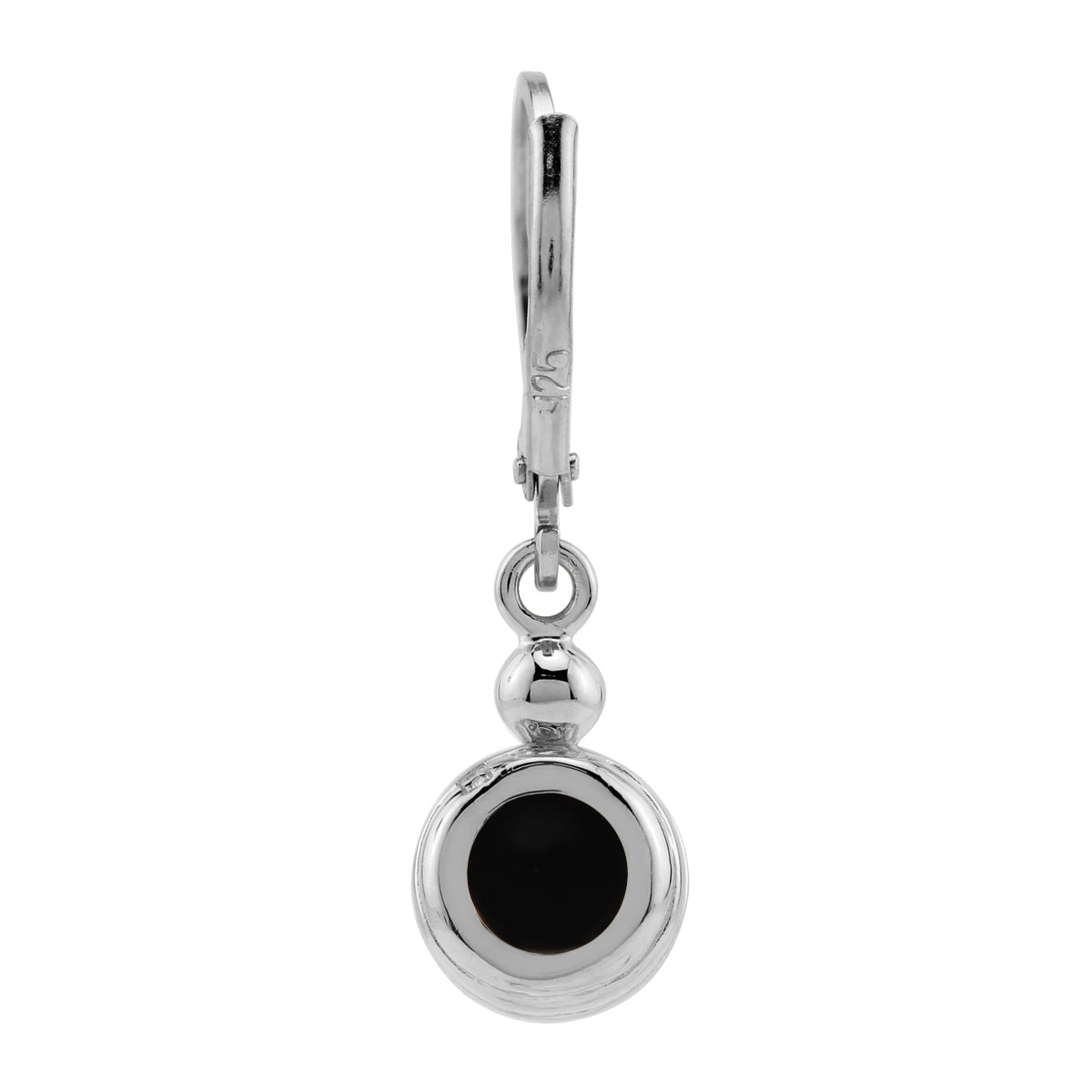 6MM Natural Round Shape Black Onyx White Gold Plated 925 Sterling Silver Minimalist Casual Cabochon Gemstone Leverback Dangle Earrings Jewelry for Women - Silvershake-store