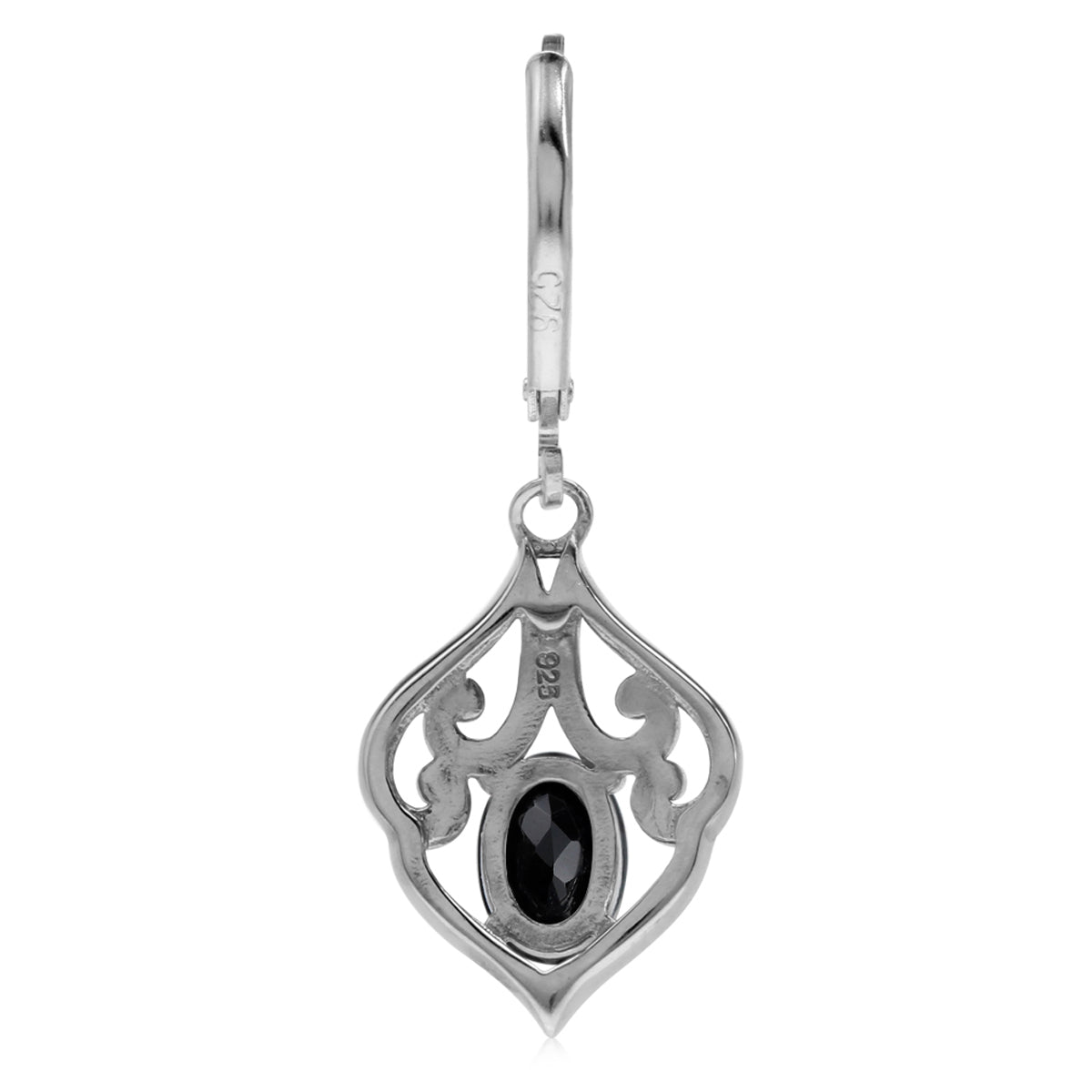 1.36ct. Natural Black Onyx 925 Sterling Silver Victorian Style Leverback Dangle Earrings for Women