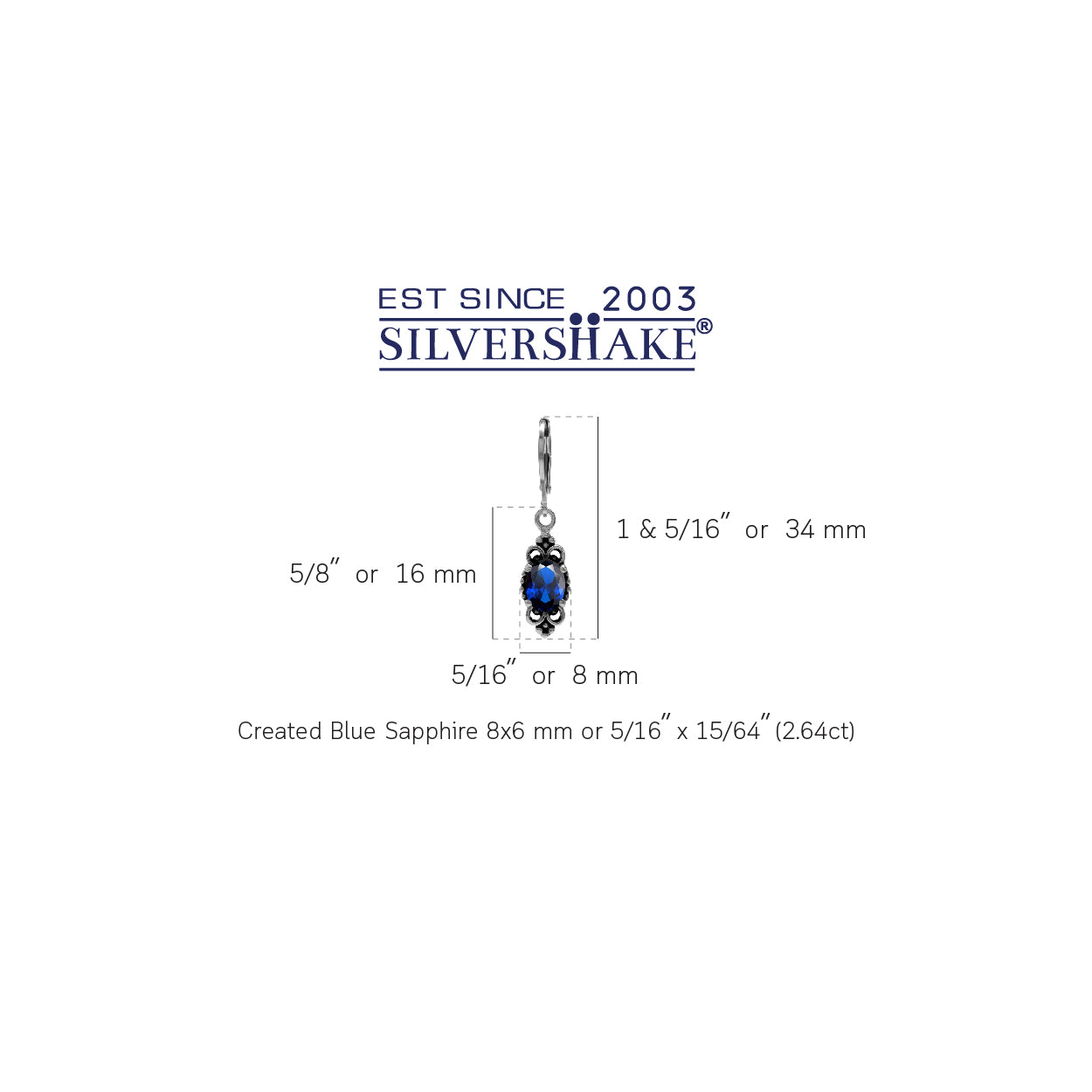 2.6 Ctw Created Blue Sapphire Gemstone 925 Sterling Silver Balinese Leverback Earrings Jewelry for Women - Silvershake-store