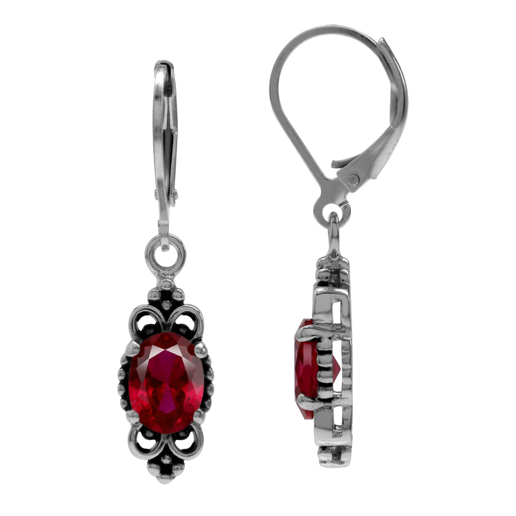 2.7 Ctw Simulated Red Ruby Gemstone 925 Sterling Silver Balinese Leverback Earrings Jewelry for Women - Silvershake-store