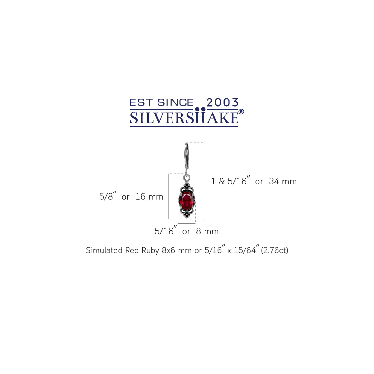 2.7 Ctw Simulated Red Ruby Gemstone 925 Sterling Silver Balinese Leverback Earrings Jewelry for Women - Silvershake-store