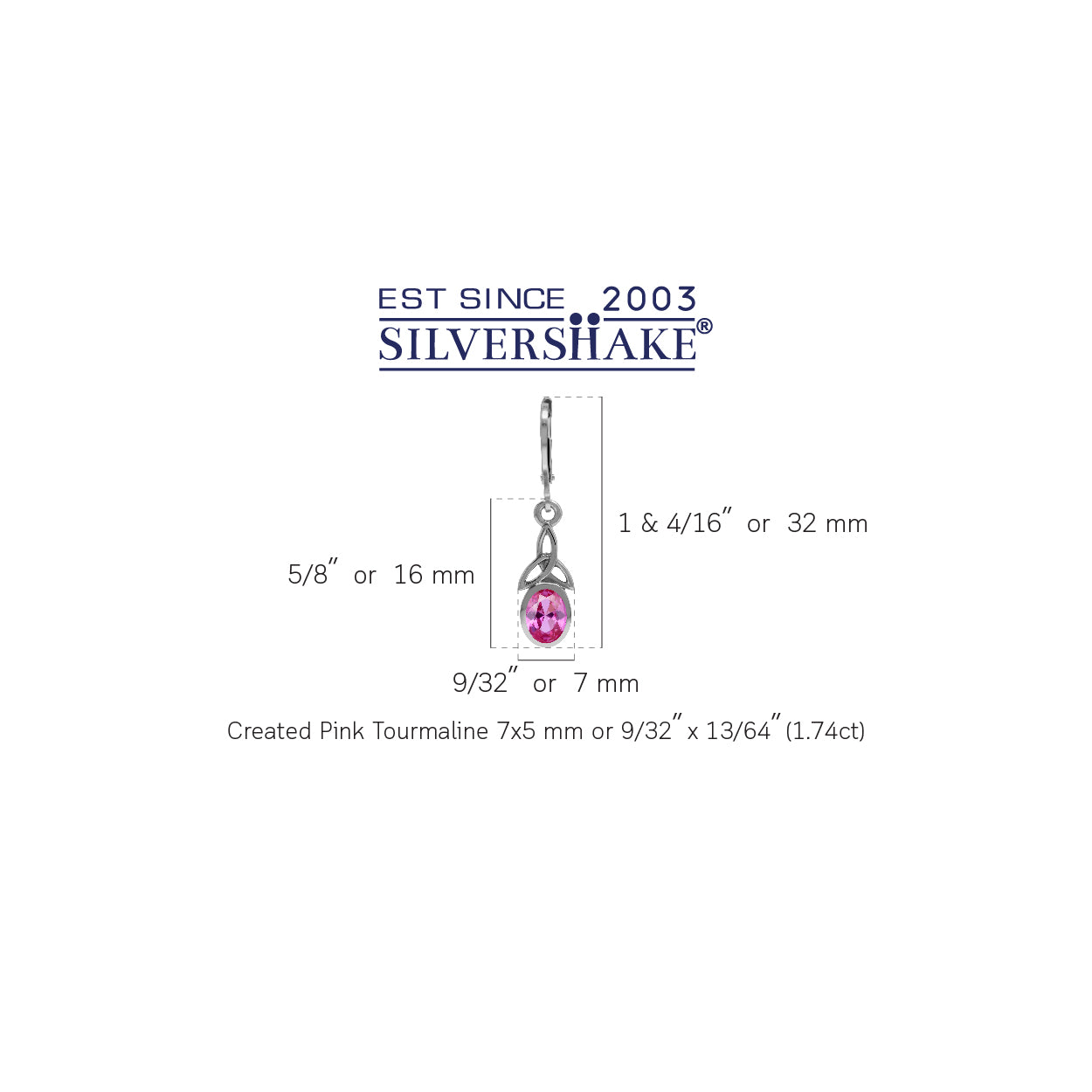 Created Pink Tourmaline Gemstone 925 Sterling Silver Triquetra Celtic Knot Leverback Earrings Jewelry for Women October Birthstone - Silvershake-store