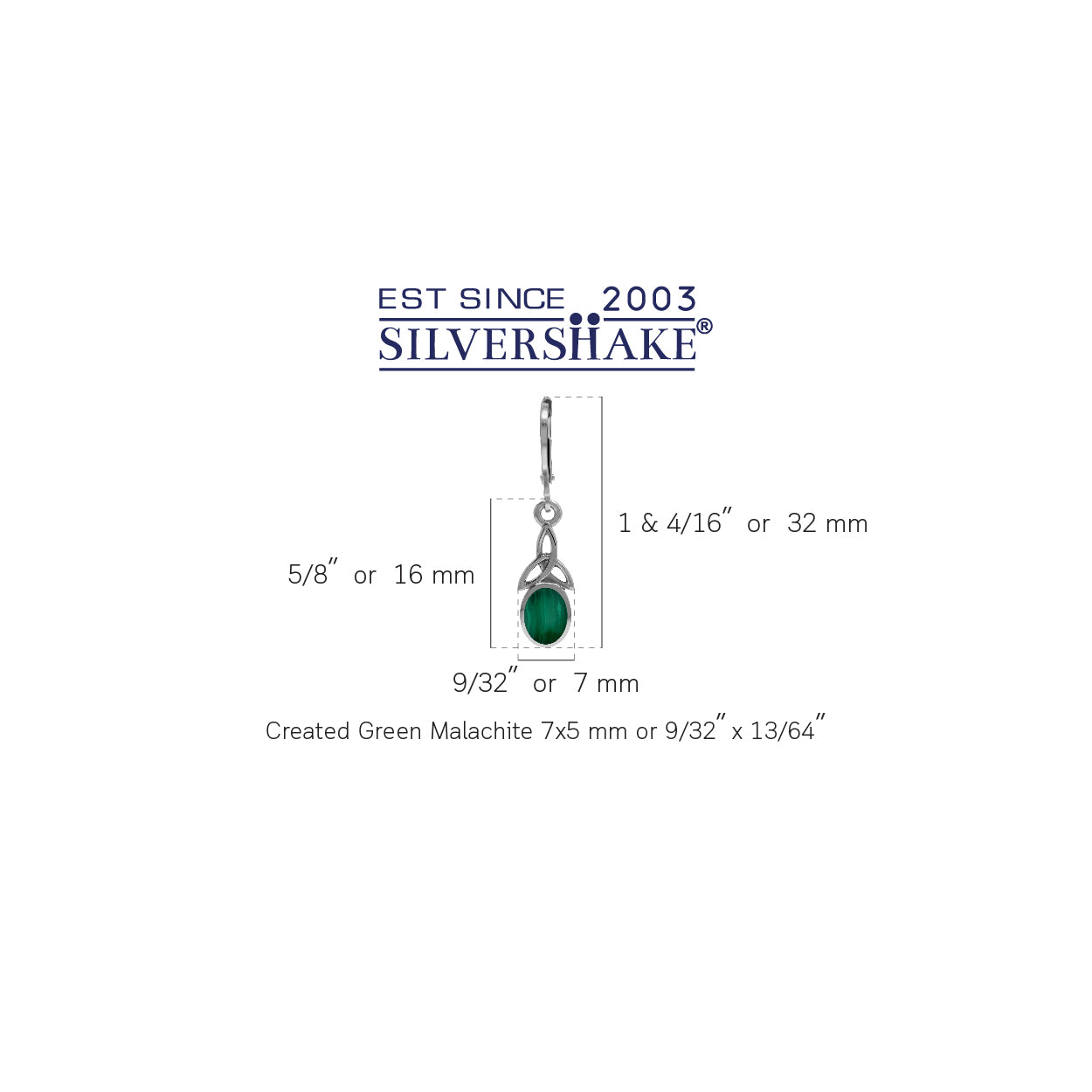 Created Green Malachite Inlay 925 Sterling Silver Triquetra Celtic Knot Leverback Gemstone Earrings Jewelry for Women - Silvershake-store