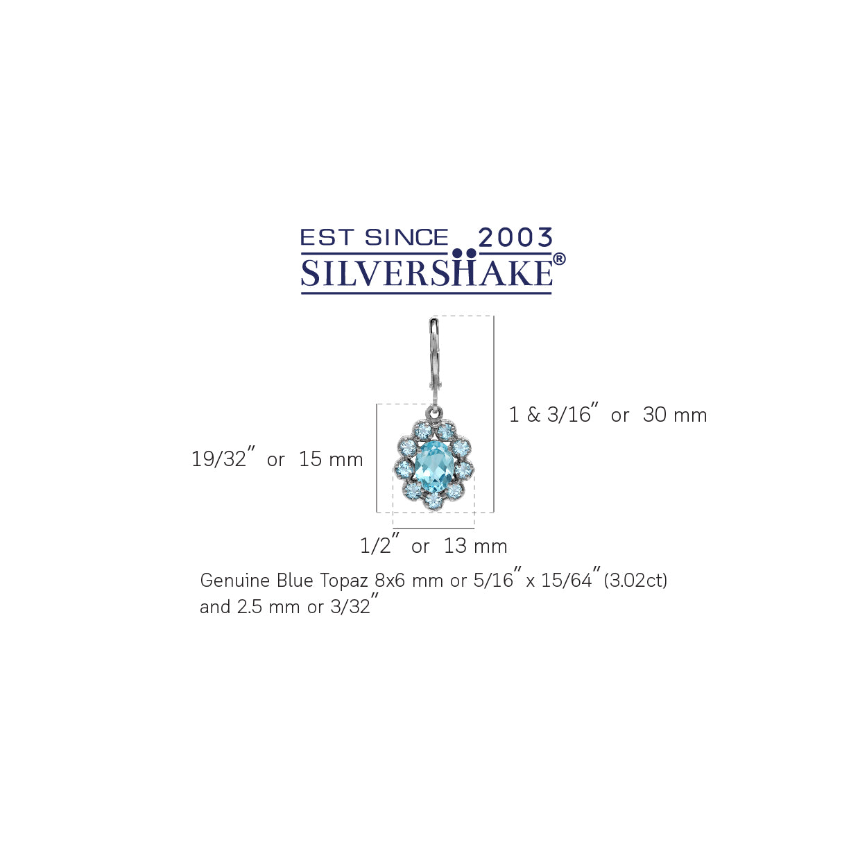 4.46 ct. Genuine Light Sky Blue Topaz White Gold Plated 925 Sterling Silver Flower Cluster Leverback Earrings - Silvershake-store