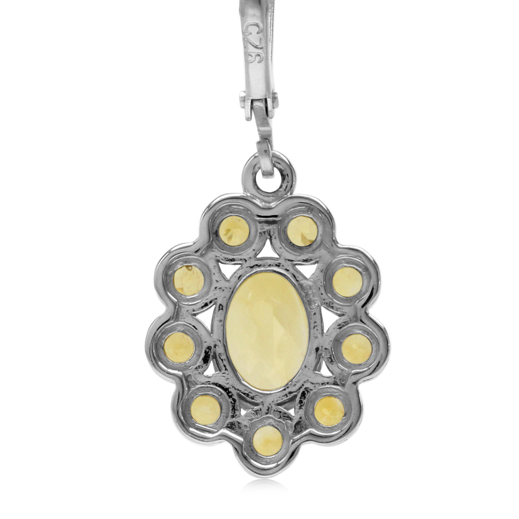 3.28 Ct Genuine Yellow Citrine 925 Sterling Silver Flower Cluster Leverback Gemstone November Birthstone Earrings - Silvershake-store