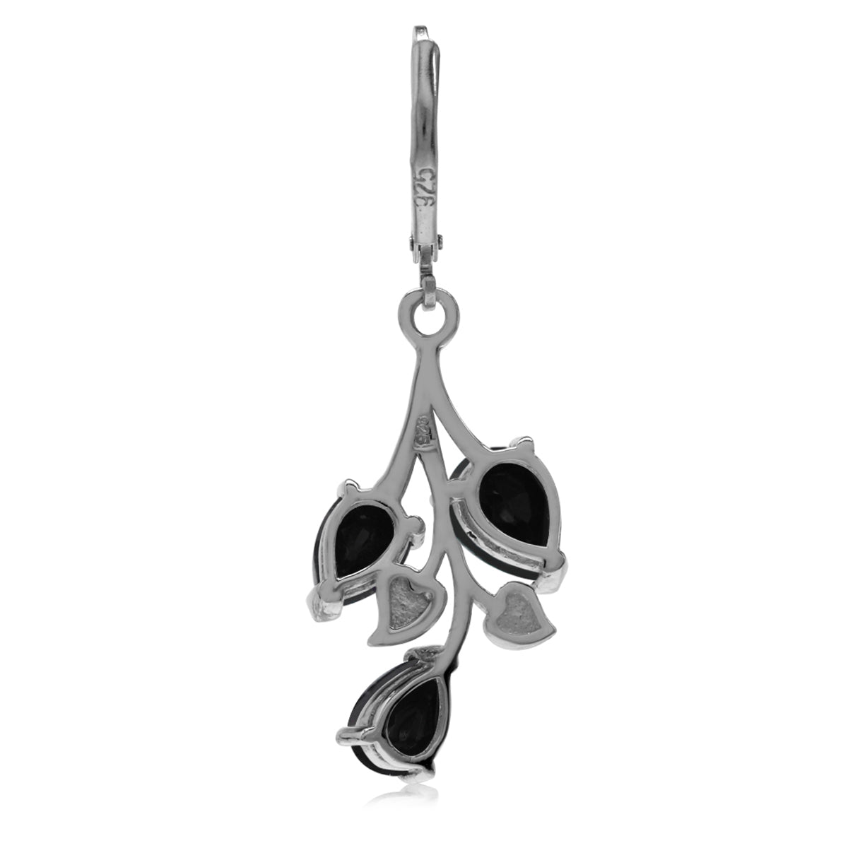 4.6 ct Natural Black Onyx 925 Sterling Silver Leaf Leverback Dangle Earrings Jewelry for Women - Silvershake-store