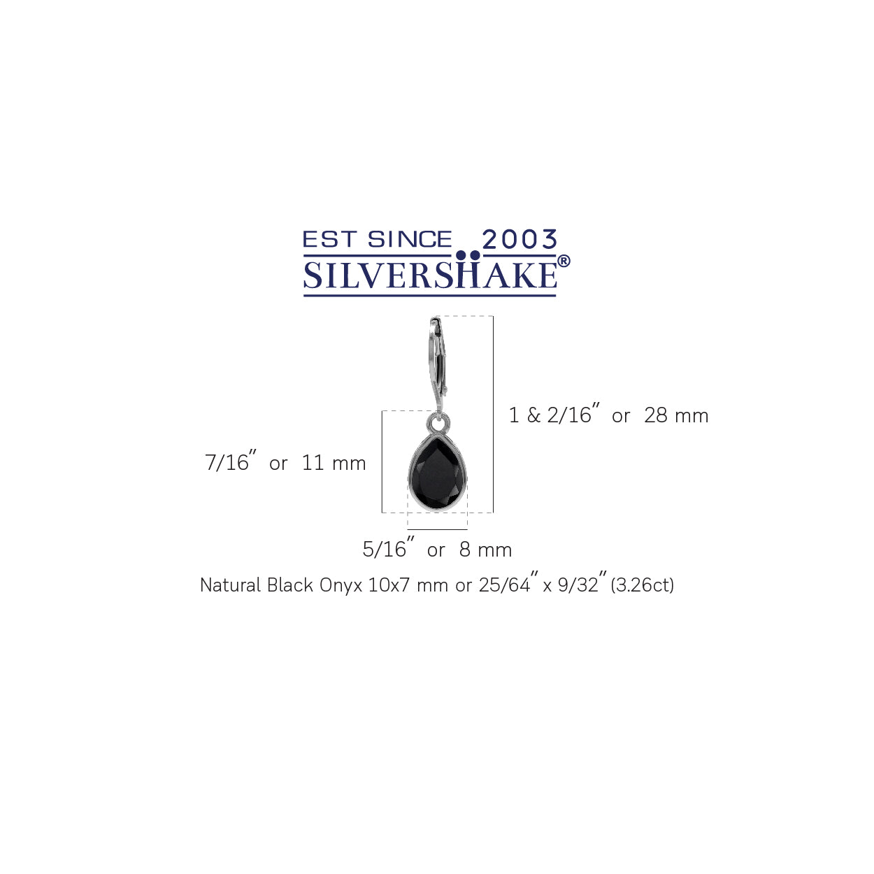 3.26ct. Natural Black Onyx 925 Sterling Silver Heart Victorian Style Drop Dangle Leverback Gemstone Earrings - Silvershake-store