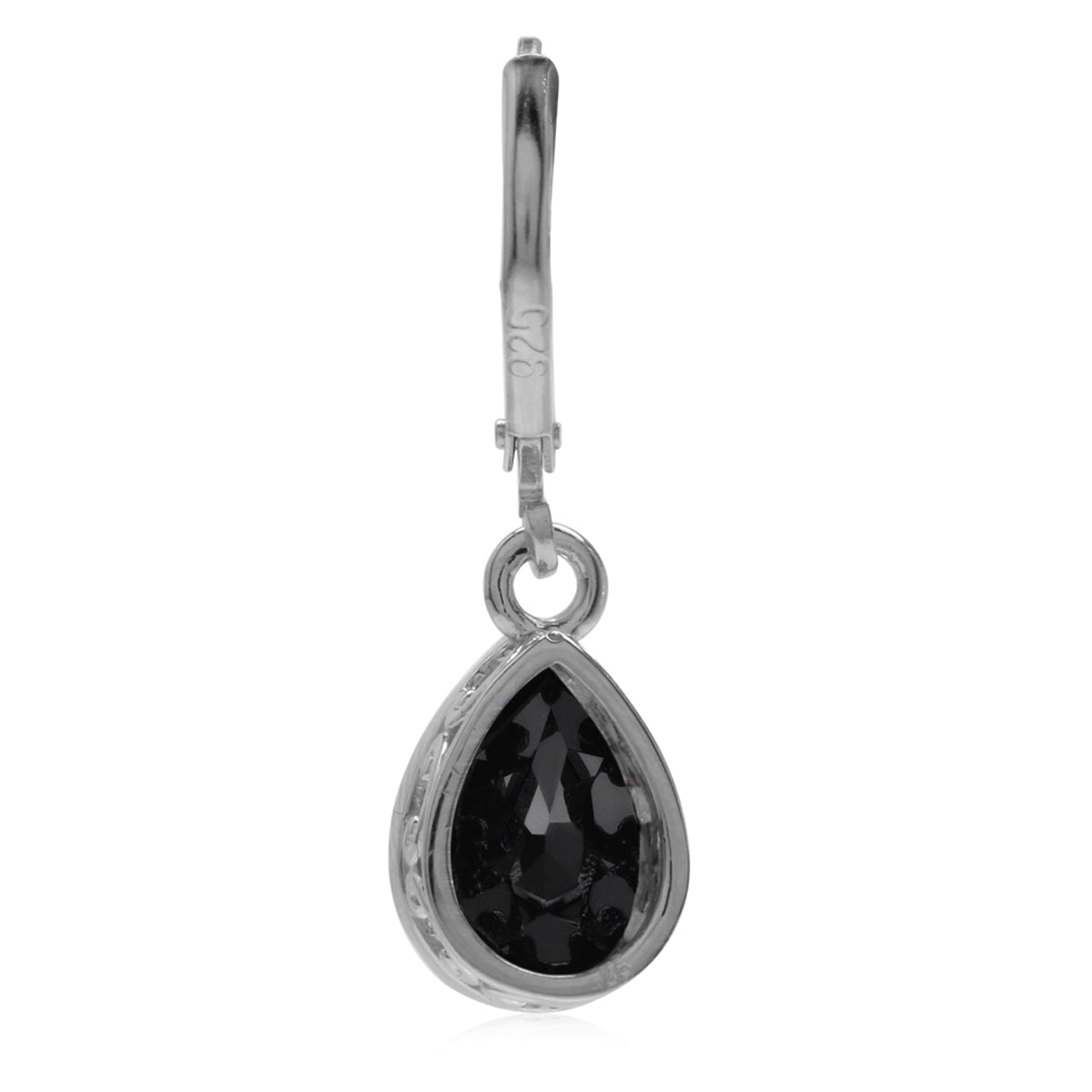 3.26ct. Natural Black Onyx 925 Sterling Silver Heart Victorian Style Drop Dangle Leverback Gemstone Earrings - Silvershake-store