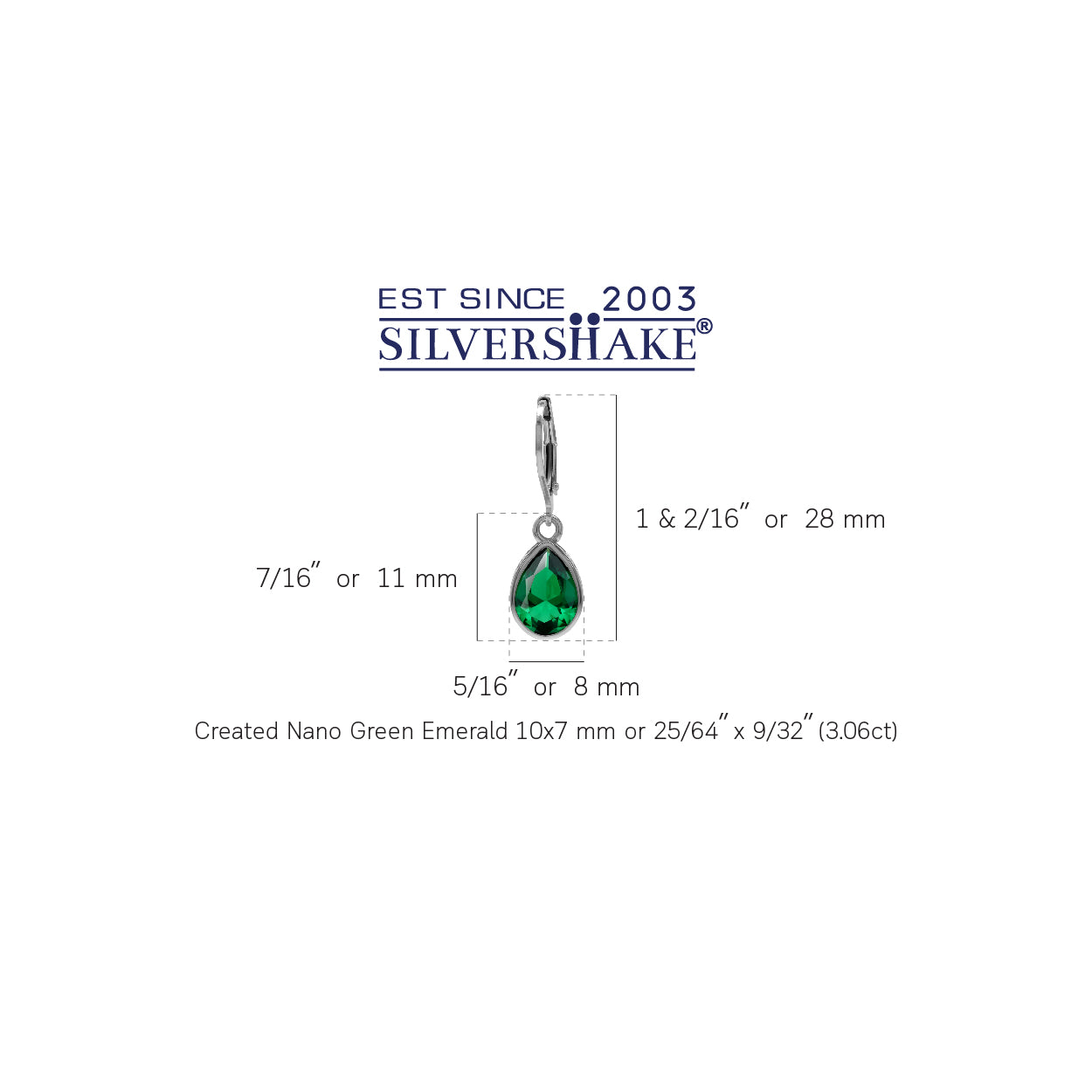 Created Nano Green Emerald 925 Sterling Silver Heart Victorian Style Drop Dangle Leverback Earrings May Gemstone Birthstone - Silvershake-store