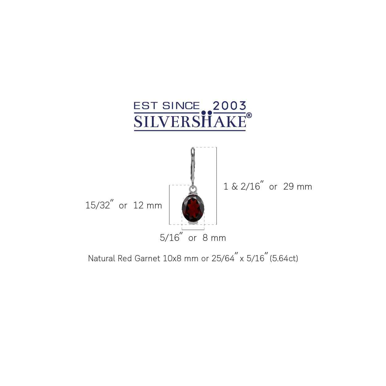 10X8mm 5.64 CTW Natural Oval Shape Red Garnet 925 Sterling Silver Leverback Dangle Earrings