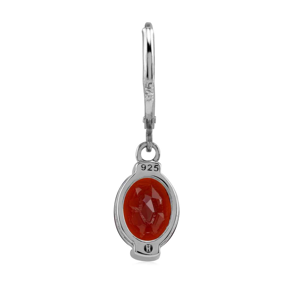10X8mm 5.64 CTW Natural Oval Shape Red Garnet 925 Sterling Silver Leverback Dangle Earrings