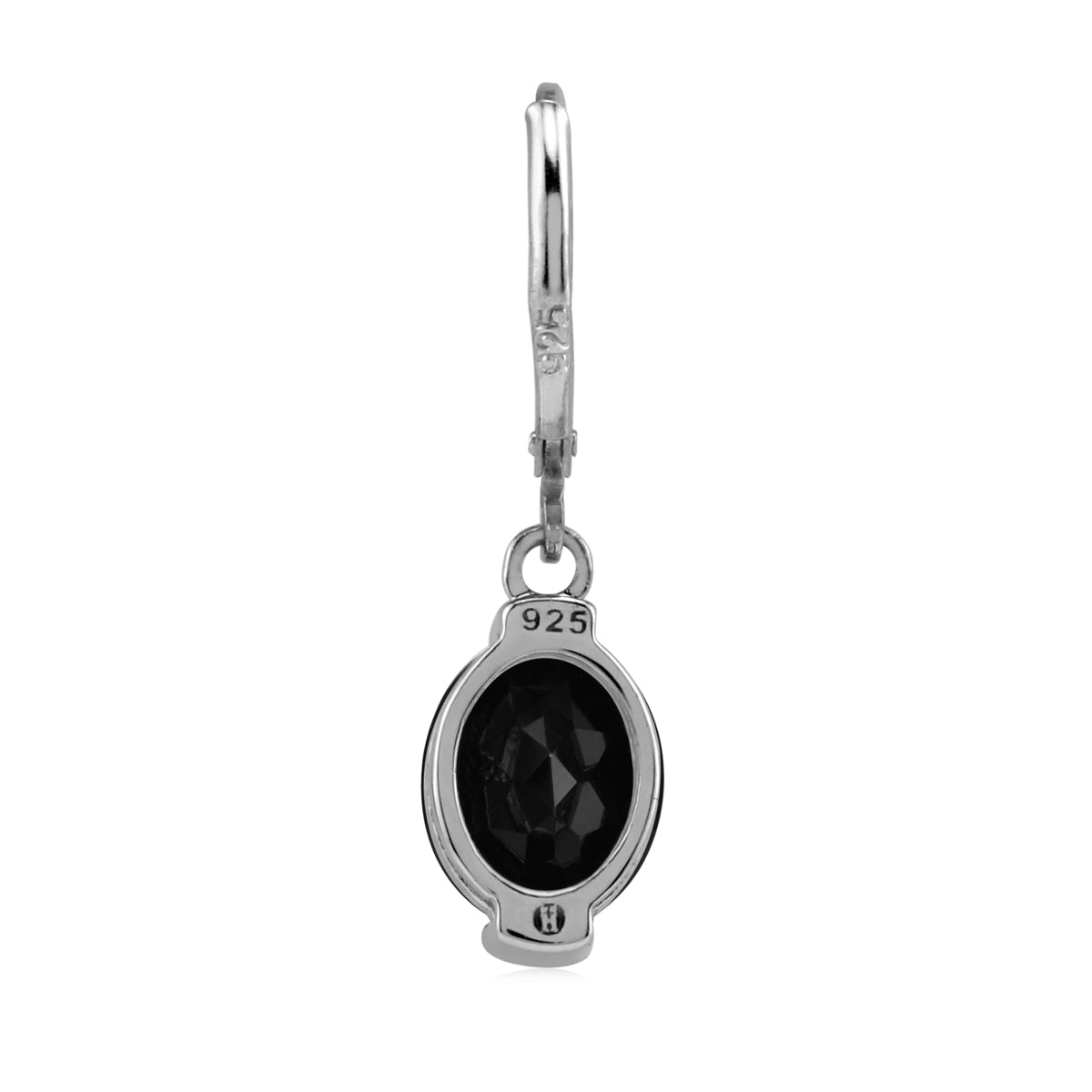 10X8mm 4.38 CTW Natural Oval Shape Black Onyx 925 Sterling Silver Leverback Dangle Gemstone Earrings