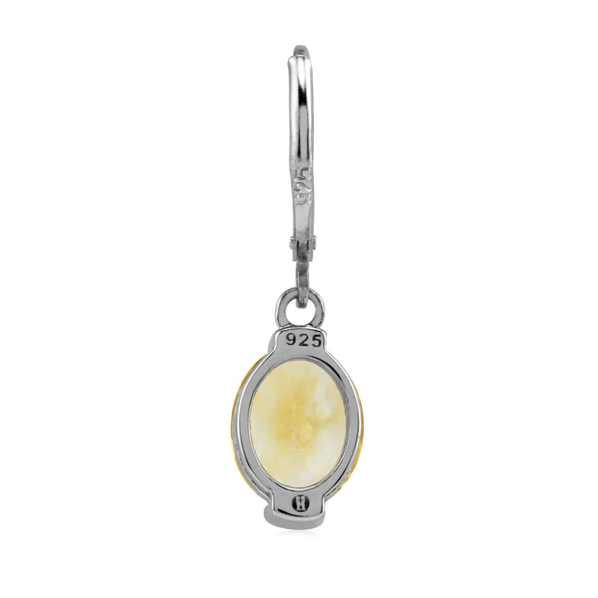 10X8mm 4.72 CTW Genuine Oval Shape Yellow Citrine 925 Sterling Silver Leverback Dangle Earrings