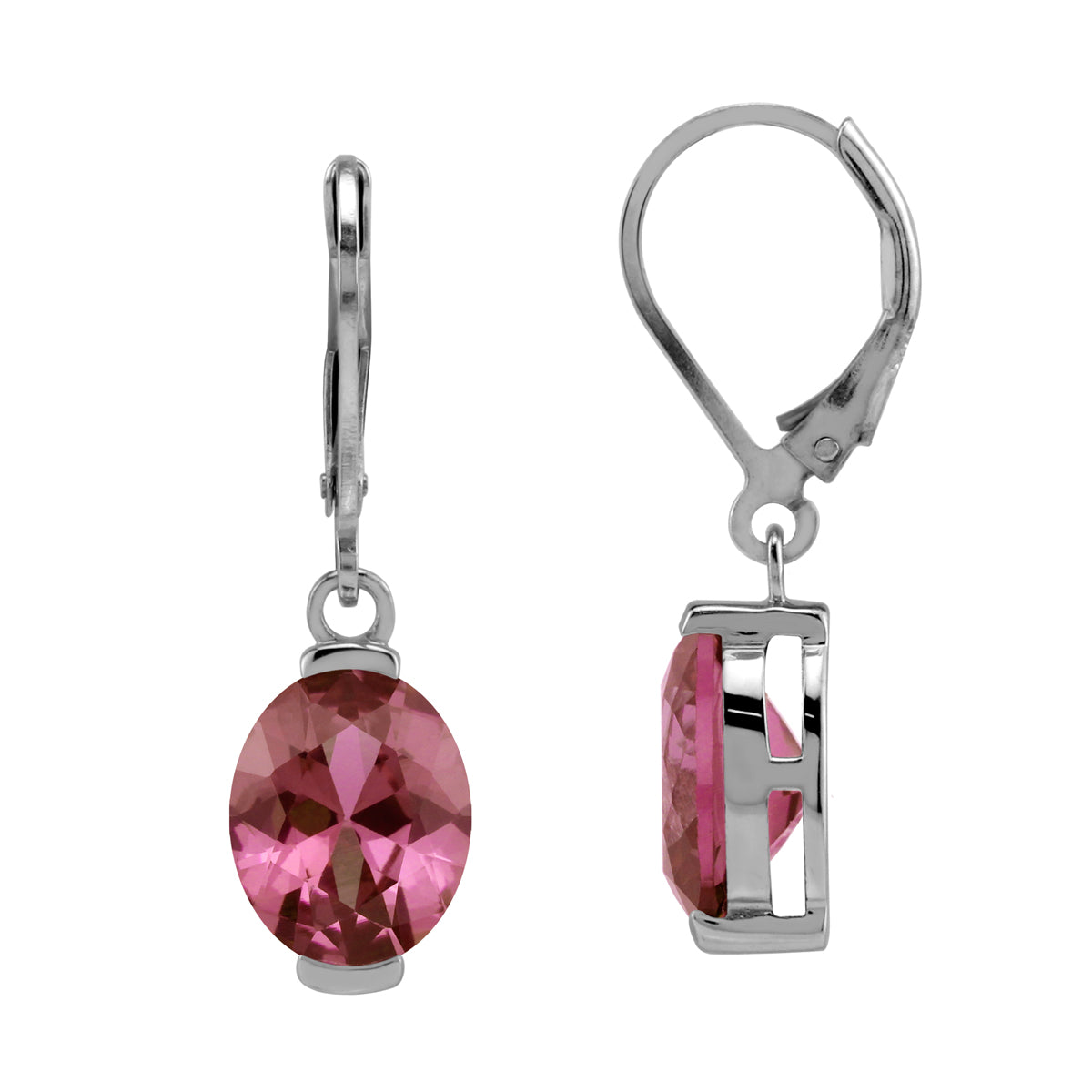 10X8mm Created Oval Shape Color Change Alexandrite 925 Sterling Silver Leverback Dangle Earrings