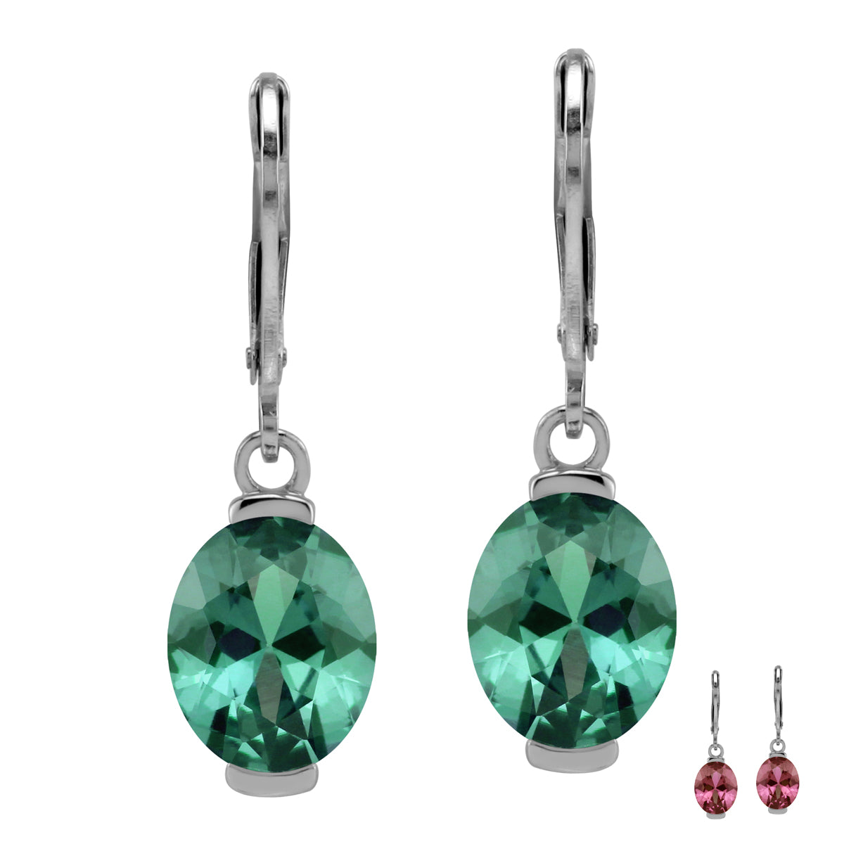 10X8mm Created Oval Shape Color Change Alexandrite 925 Sterling Silver Leverback Dangle Earrings