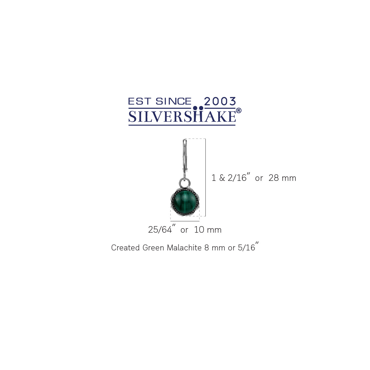 8MM Created Round Shape Green Malachite 925 Sterling Silver Filigree Leverback Dangle Earrings Gemstone Jewelry for Women - Silvershake-store