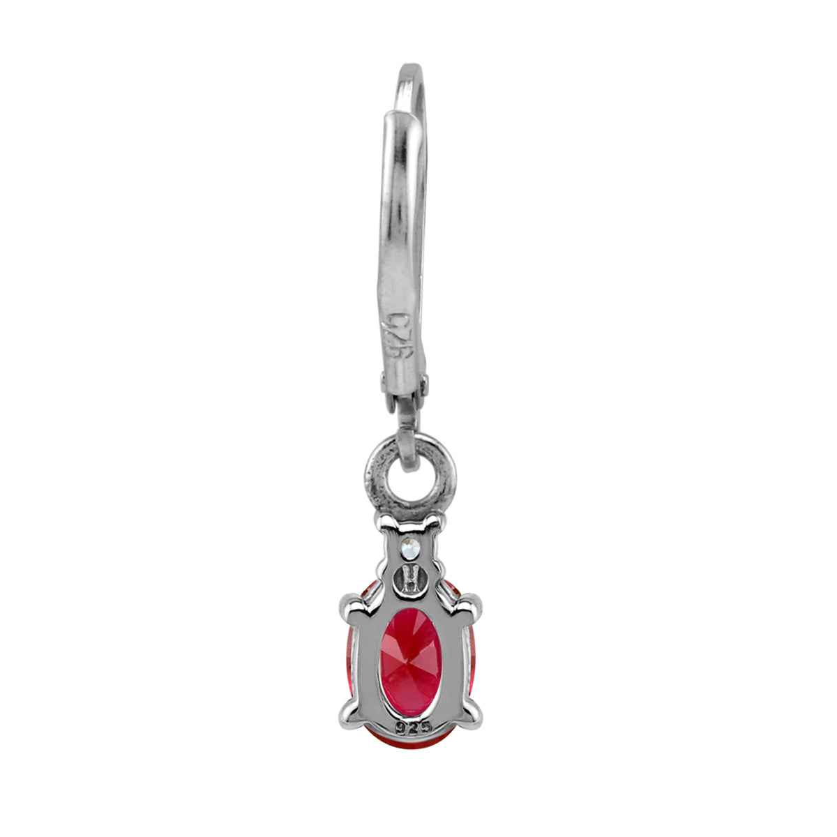 Petite Simulated Oval Shape Red Ruby 925 Sterling Silver Leverback Dangle Earrings July Gemstone Birthstone Jewelry for Women - Silvershake-store