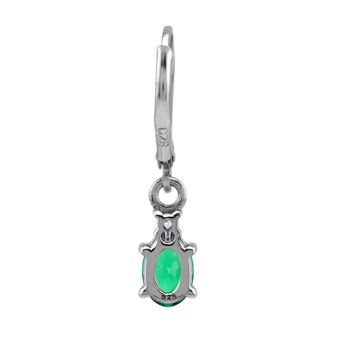Petite Created Oval Shape Nano Green Emerald 925 Sterling Silver Leverback Dangle Earrings May Gemstone Birthstone Jewelry for Women - Silvershake-store