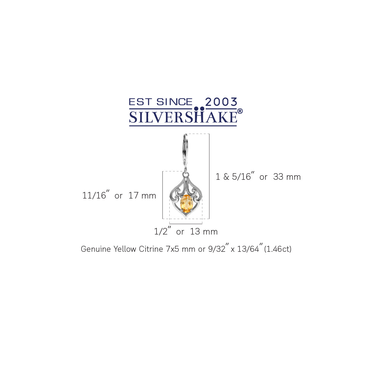 1.46 CTW Genuine Yellow Citrine 925 Sterling Silver Victorian Style Leverback Dangle Earrings Jewelry for Women November Gemstone Birthstone - Silvershake-store