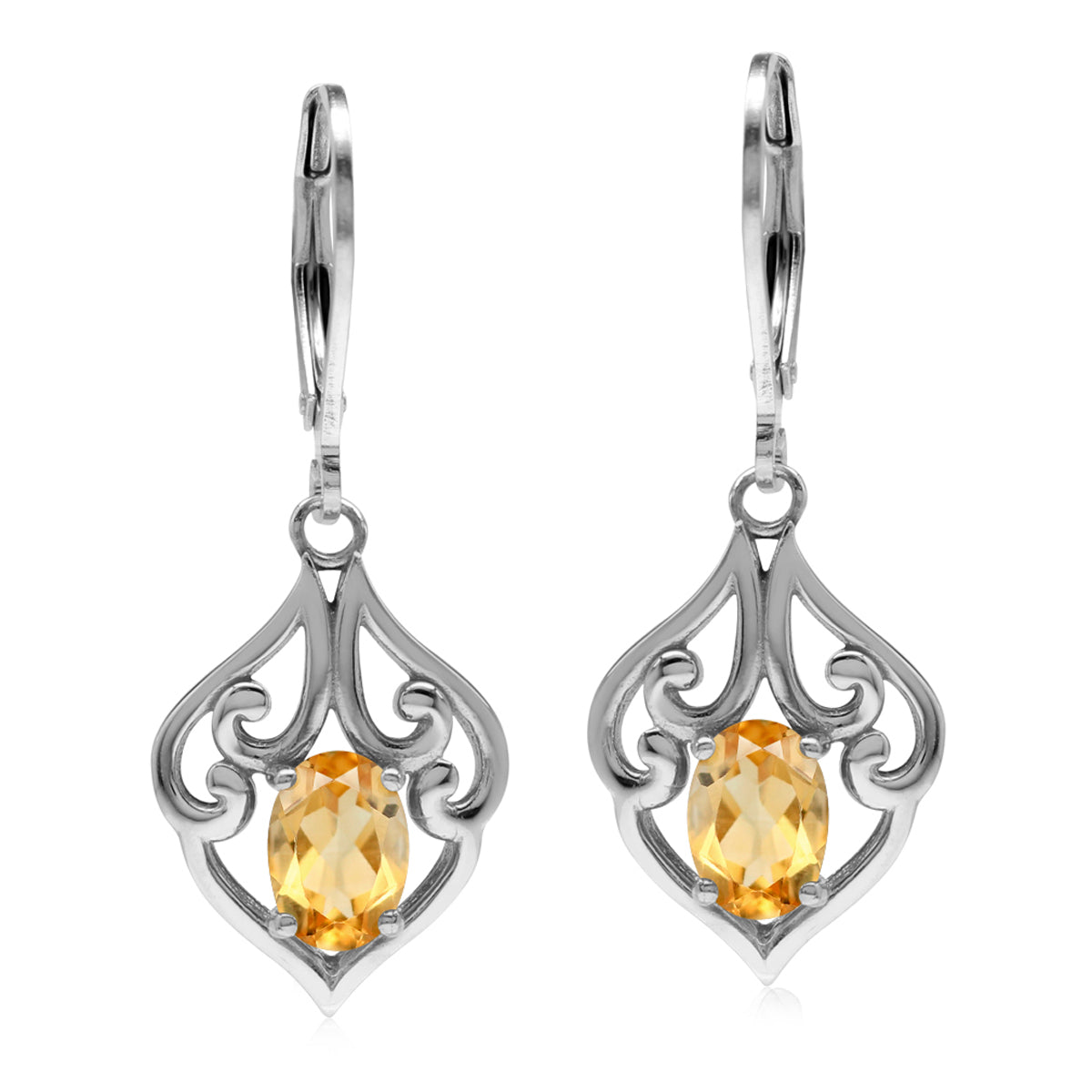1.46 CTW Genuine Yellow Citrine 925 Sterling Silver Victorian Style Leverback Dangle Earrings Jewelry for Women November Gemstone Birthstone - Silvershake-store
