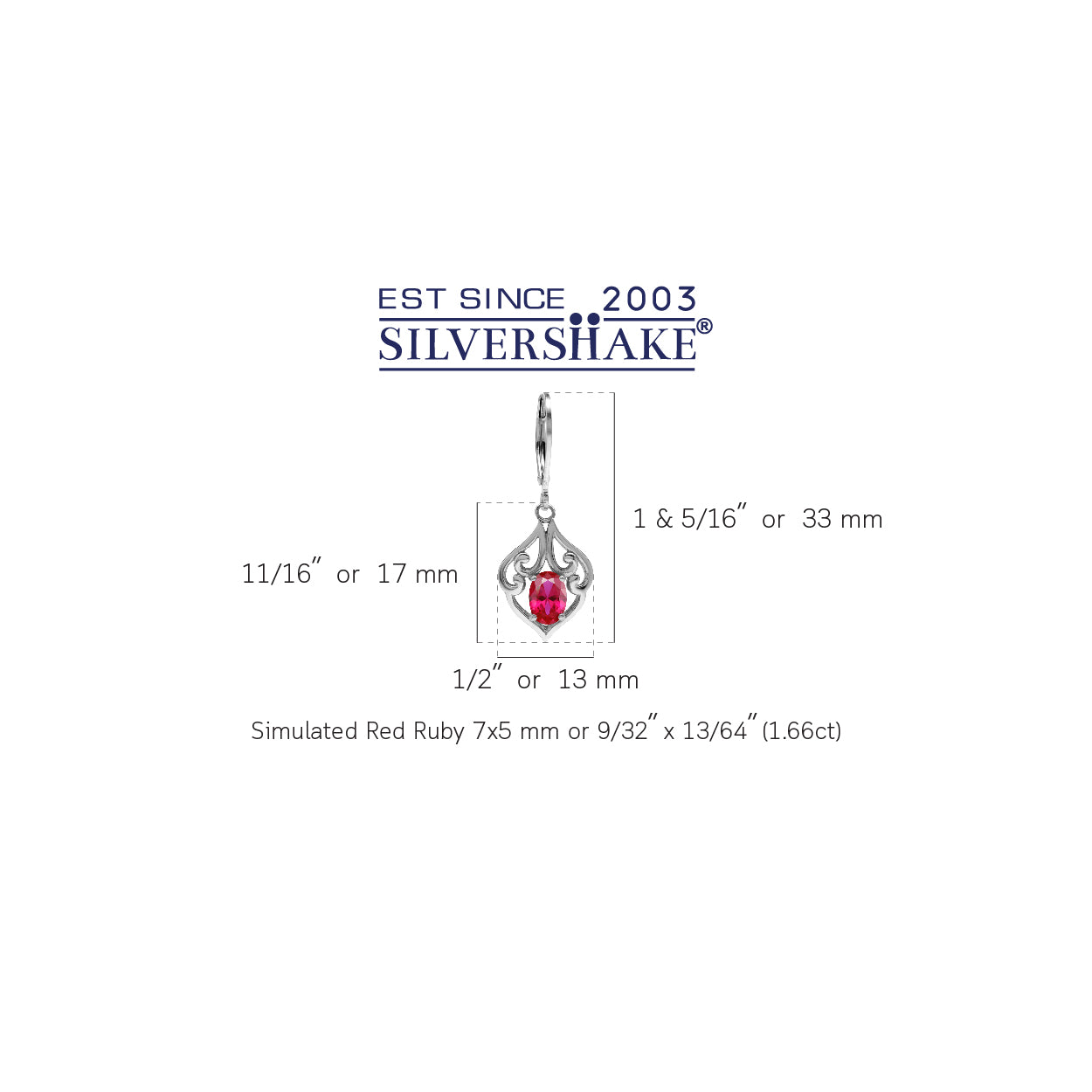 Simulated Red Ruby 925 Sterling Silver Victorian Style Leverback Dangle Earrings - Silvershake-store