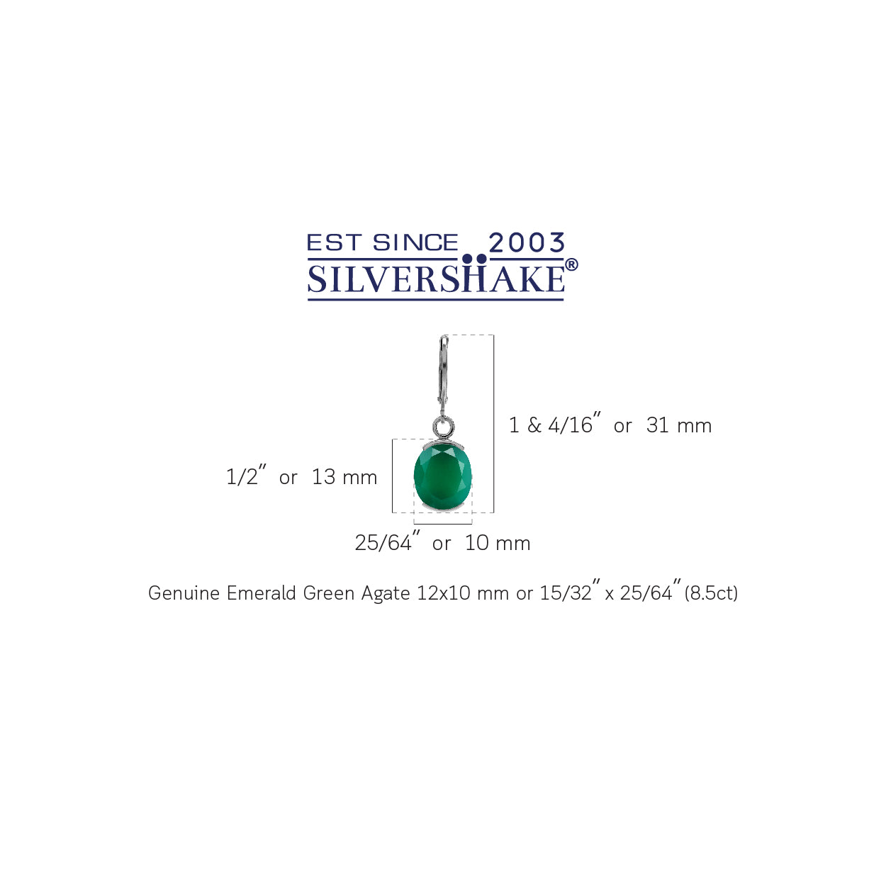 8.5 CTW 12X10mm Natural Oval Shape Emerald Green Agate White Gold Plated 925 Sterling Silver Leverback Dangle Earrings May Gemstone Birthstone - Silvershake-store
