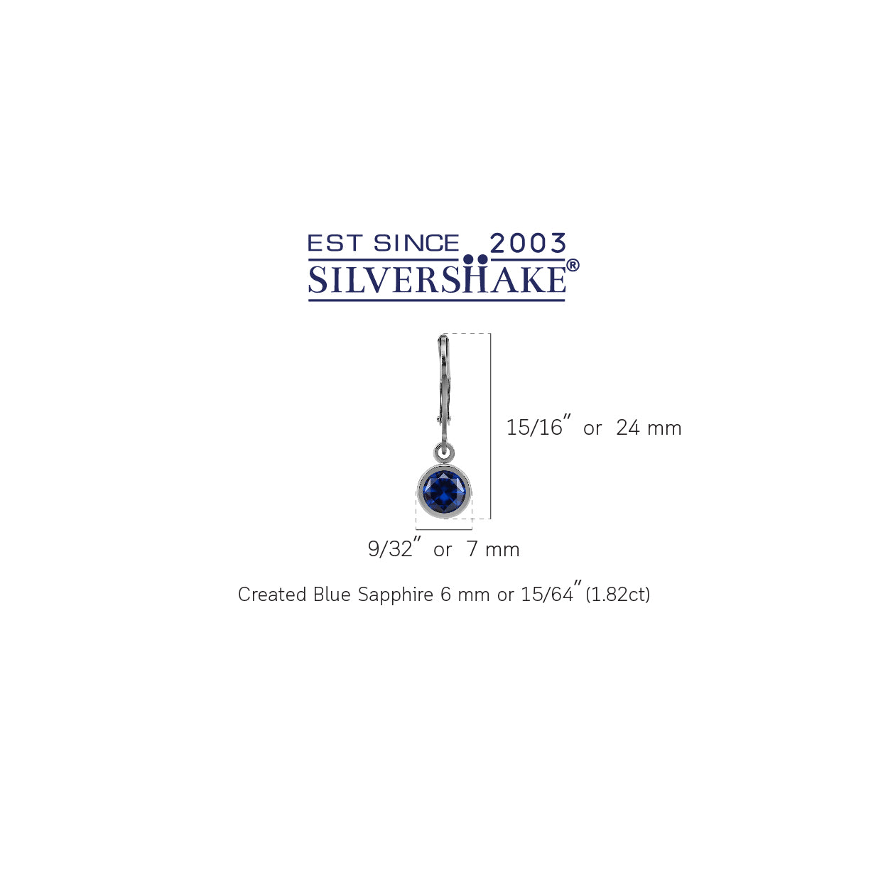 6MM Created Round Shape Blue Sapphire White Gold Plated 925 Sterling Silver Bezel Set Leverback Dangle Earrings September Gemstone Birthstone - Silvershake-store
