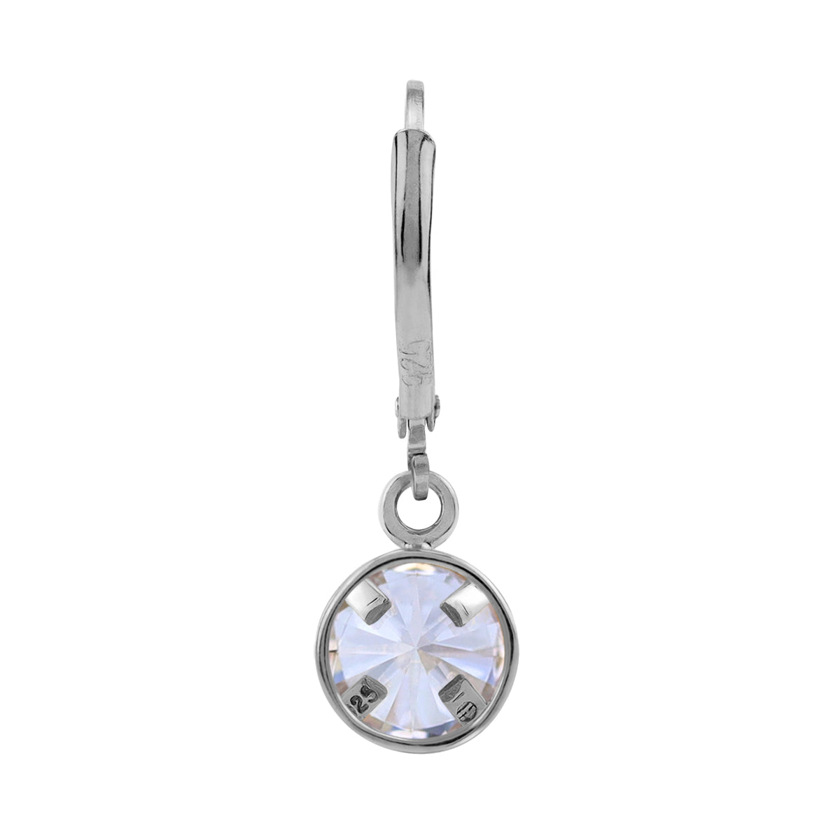 6MM Round Shape White Cubic Zirconia 925 Sterling Silver Bezel Set Leverback Dangle Earrings April Gemstone Birthstone - Silvershake-store
