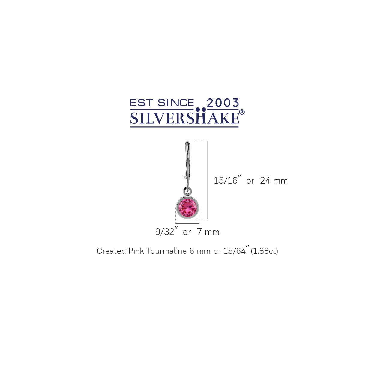 6MM Created Round Shape Pink Tourmaline White Gold Plated 925 Sterling Silver Bezel Set Leverback Dangle Earrings October Gemstone Birthstone - Silvershake-store