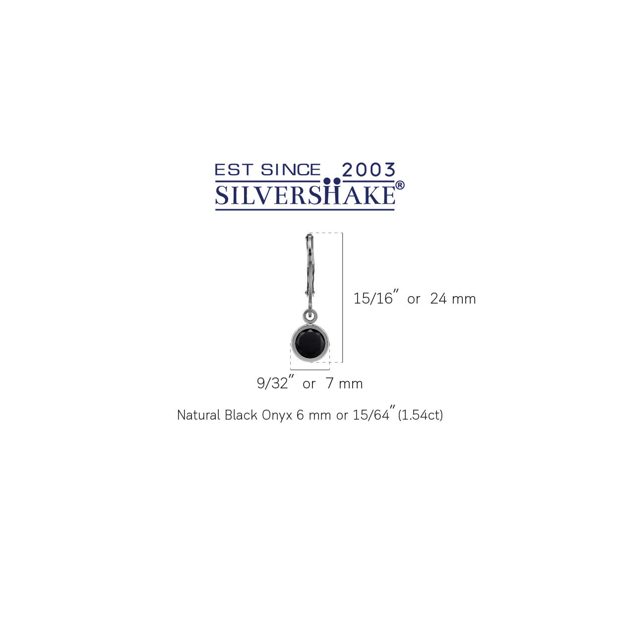 1.54 CTW 6MM Natural Round Shape Black Onyx White Gold Plated 925 Sterling Silver Bezel Set Leverback Dangle Gemstone Earrings - Silvershake-store