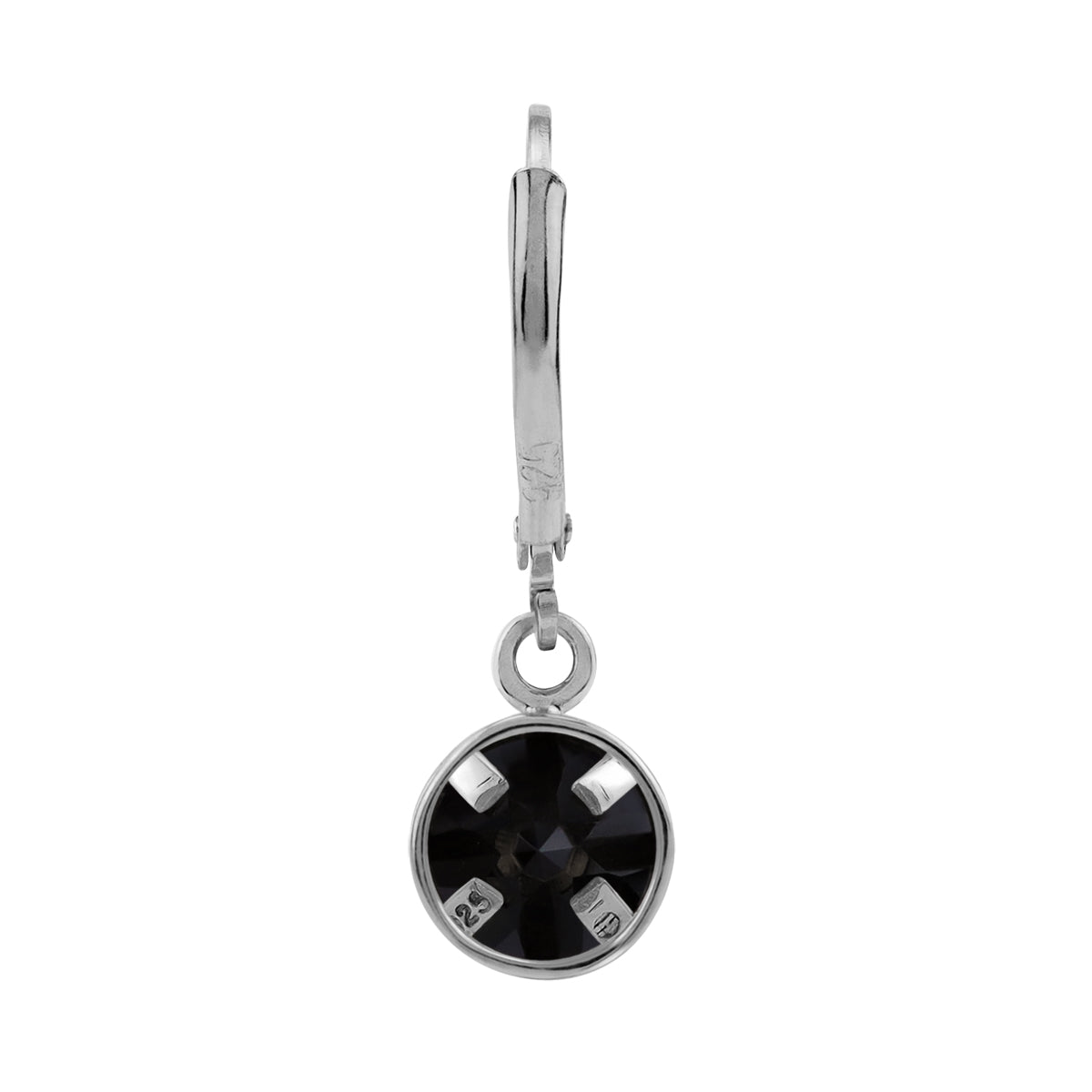 1.54 CTW 6MM Natural Round Shape Black Onyx White Gold Plated 925 Sterling Silver Bezel Set Leverback Dangle Gemstone Earrings - Silvershake-store