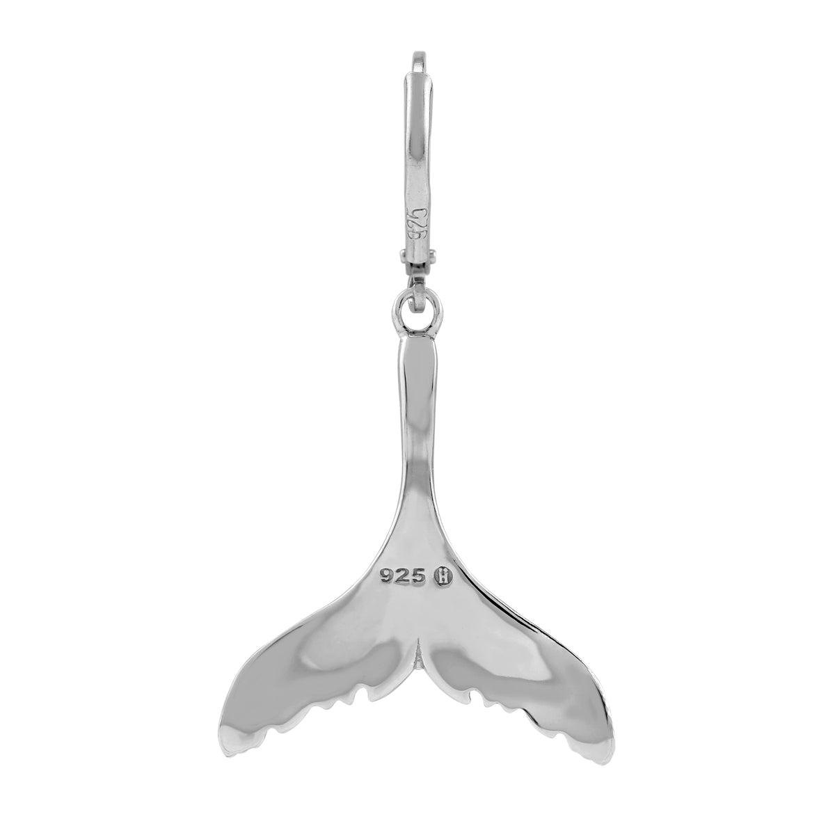 White Gold Plated 925 Sterling Silver Dolphin Fish Tail / Whale / Mermaid Sealife Leverback Dangle Earrings