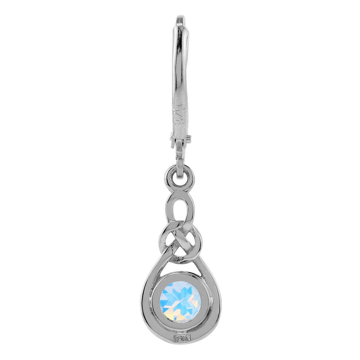 1.18 CTW 5MM Genuine Round Shape Mercury Mist Aurora Borealis (AB) Topaz 925 Sterling Silver Celtic Knot Weave Leverback Dangle Gemstone Earrings Jewelry for Women - Silvershake-store