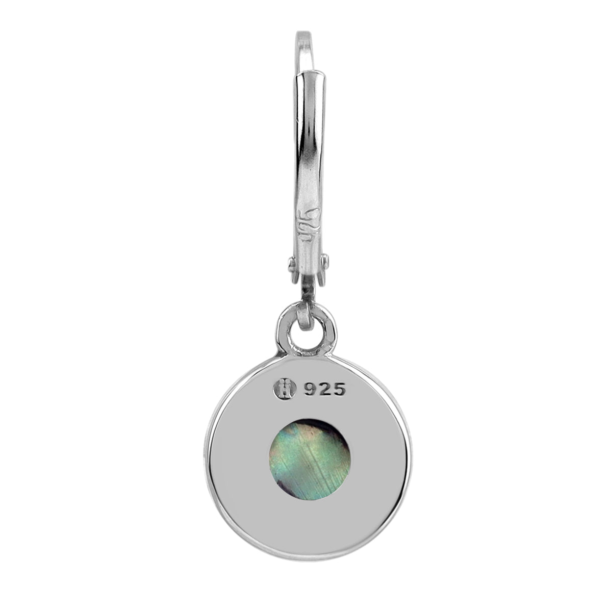 Petite Abalone Paua Shell Inlay with Navajo Mosaic Style White Gold Plated 925 Sterling Silver Leverback Circle Disc Earrings Jewelry for Women - Silvershake-store