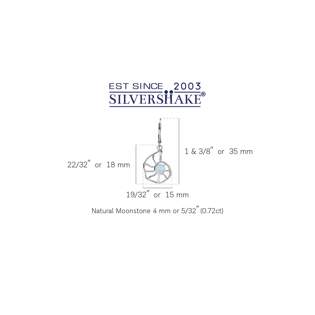 4MM Natural Rainbow Moonstone White Gold Plated 925 Sterling Silver Scroll Filigree Nautilus Spiral Shell Sealife Leverback Dangle Earrings