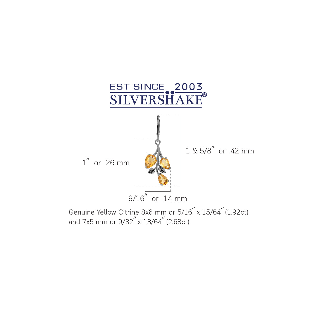 4.6 CTW Genuine Pear Shape Yellow Citrine 925 Sterling Silver Leaf Vintage Inspired Leverback Dangle Earrings November Gemstone Birthstone Jewelry for Women - Silvershake-store