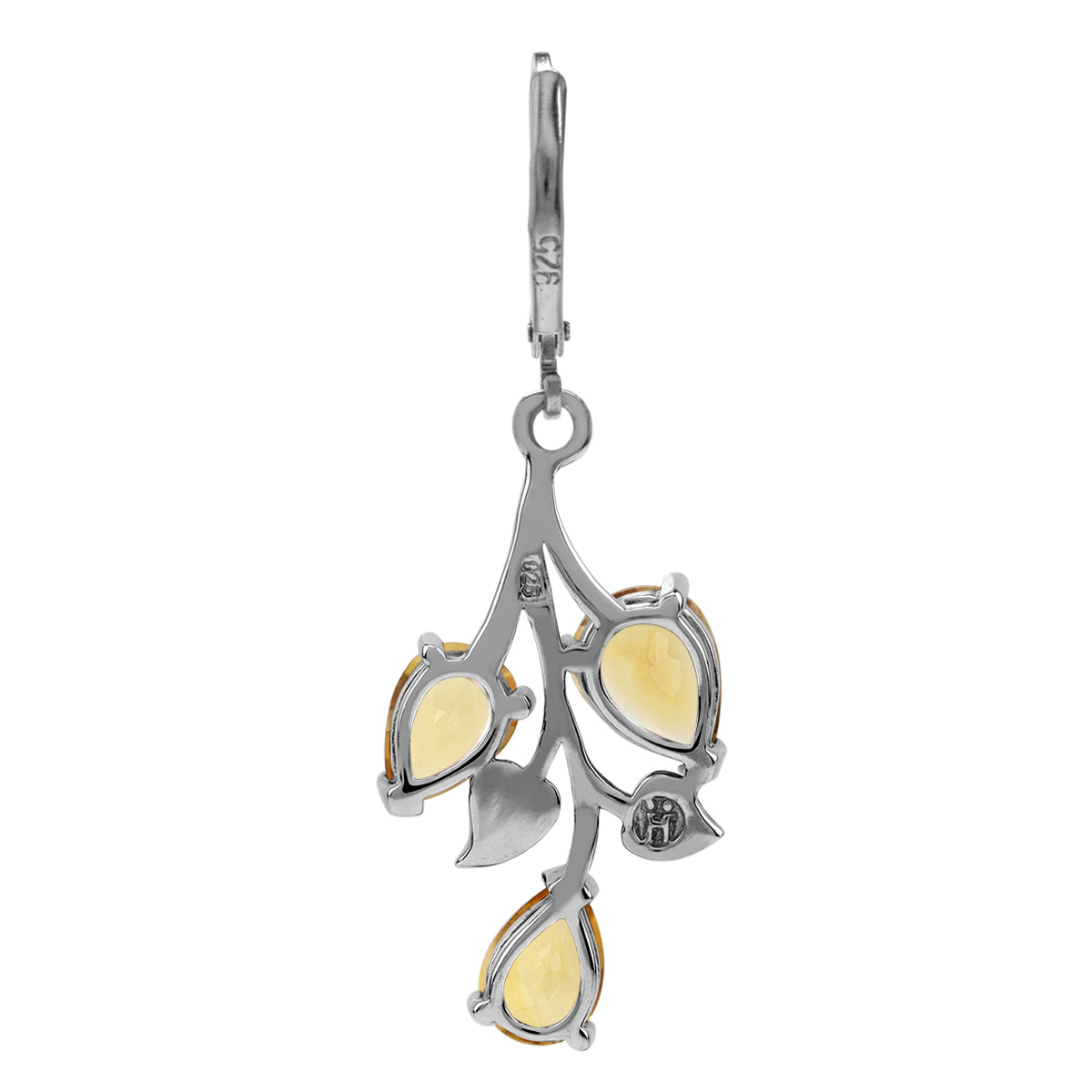 4.6 CTW Genuine Pear Shape Yellow Citrine 925 Sterling Silver Leaf Vintage Inspired Leverback Dangle Earrings November Gemstone Birthstone Jewelry for Women - Silvershake-store